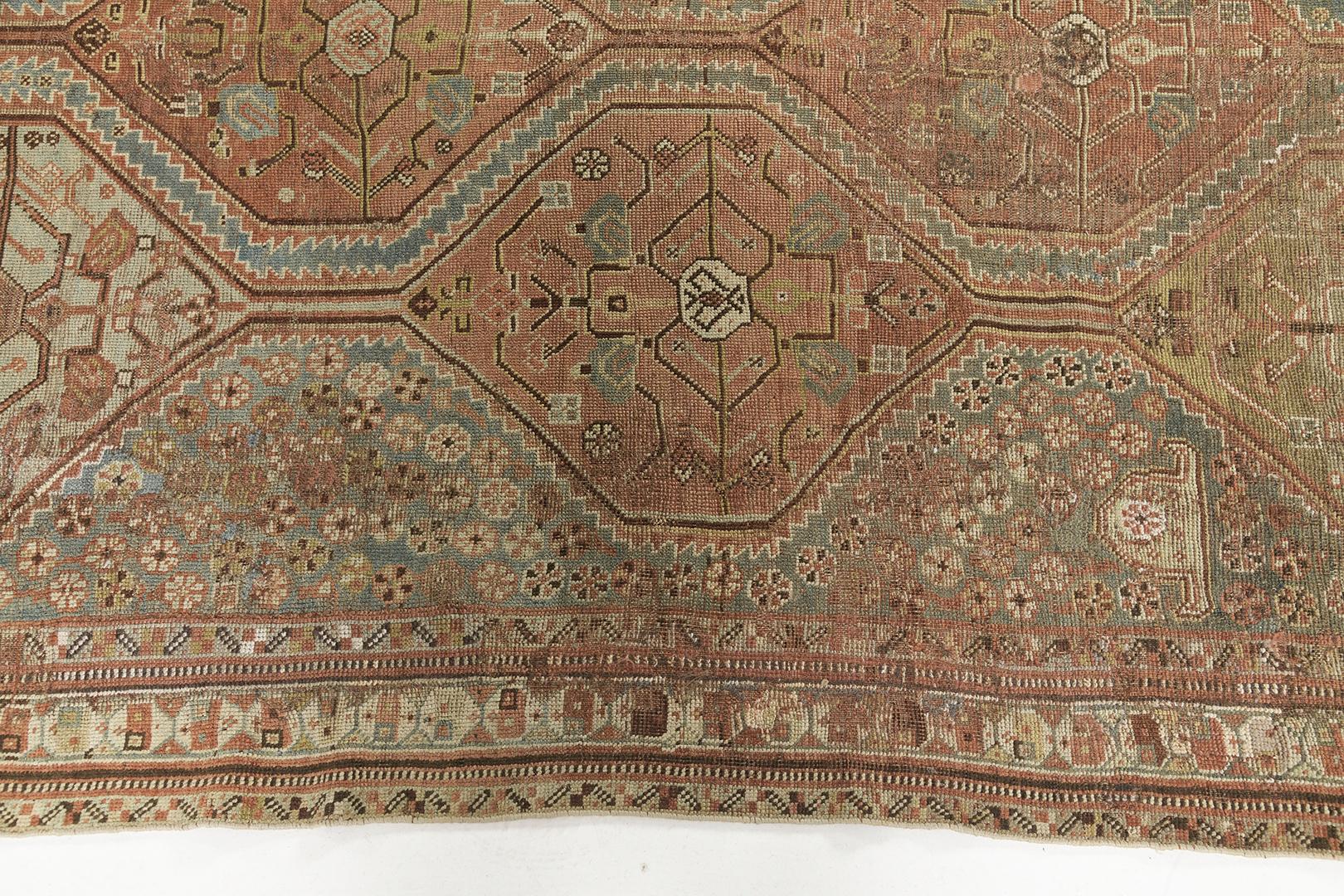 Hand-Knotted Mehraban Antique Persian Ghashghaei For Sale