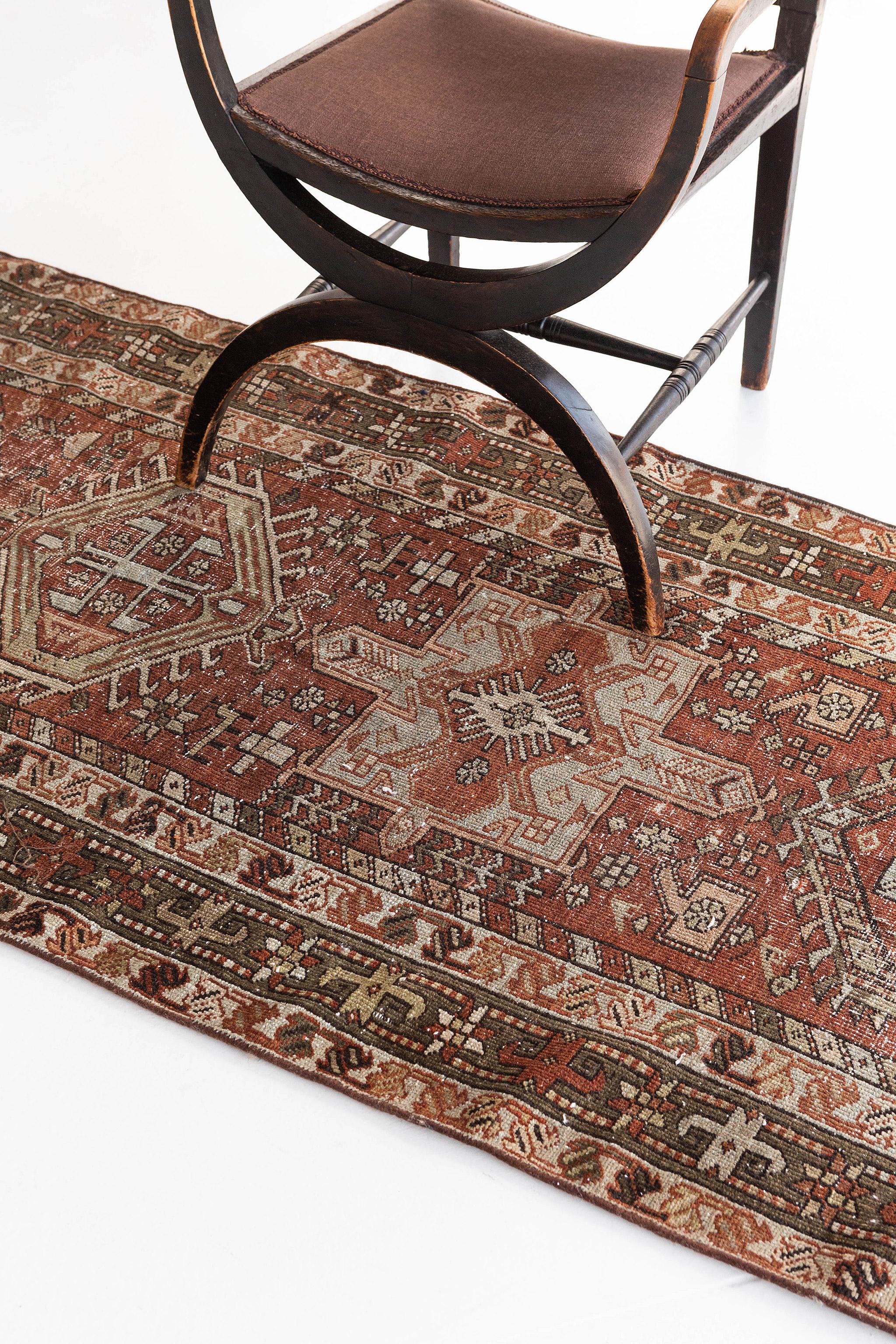 Mehraban Antique Persian Heriz Runner 26183 In Good Condition For Sale In WEST HOLLYWOOD, CA