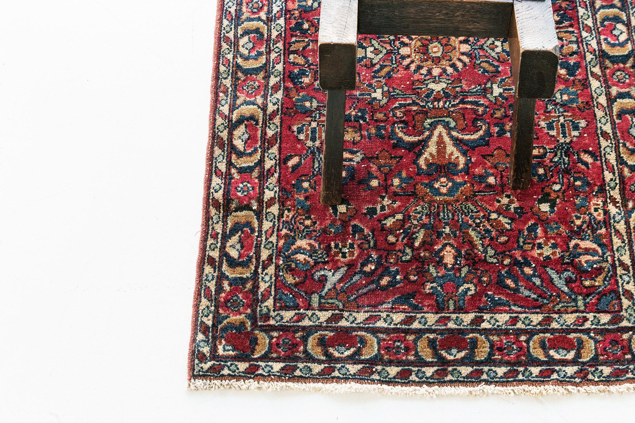 Hand-Knotted Mehraban Antique Persian Lilian Rug 11961 For Sale