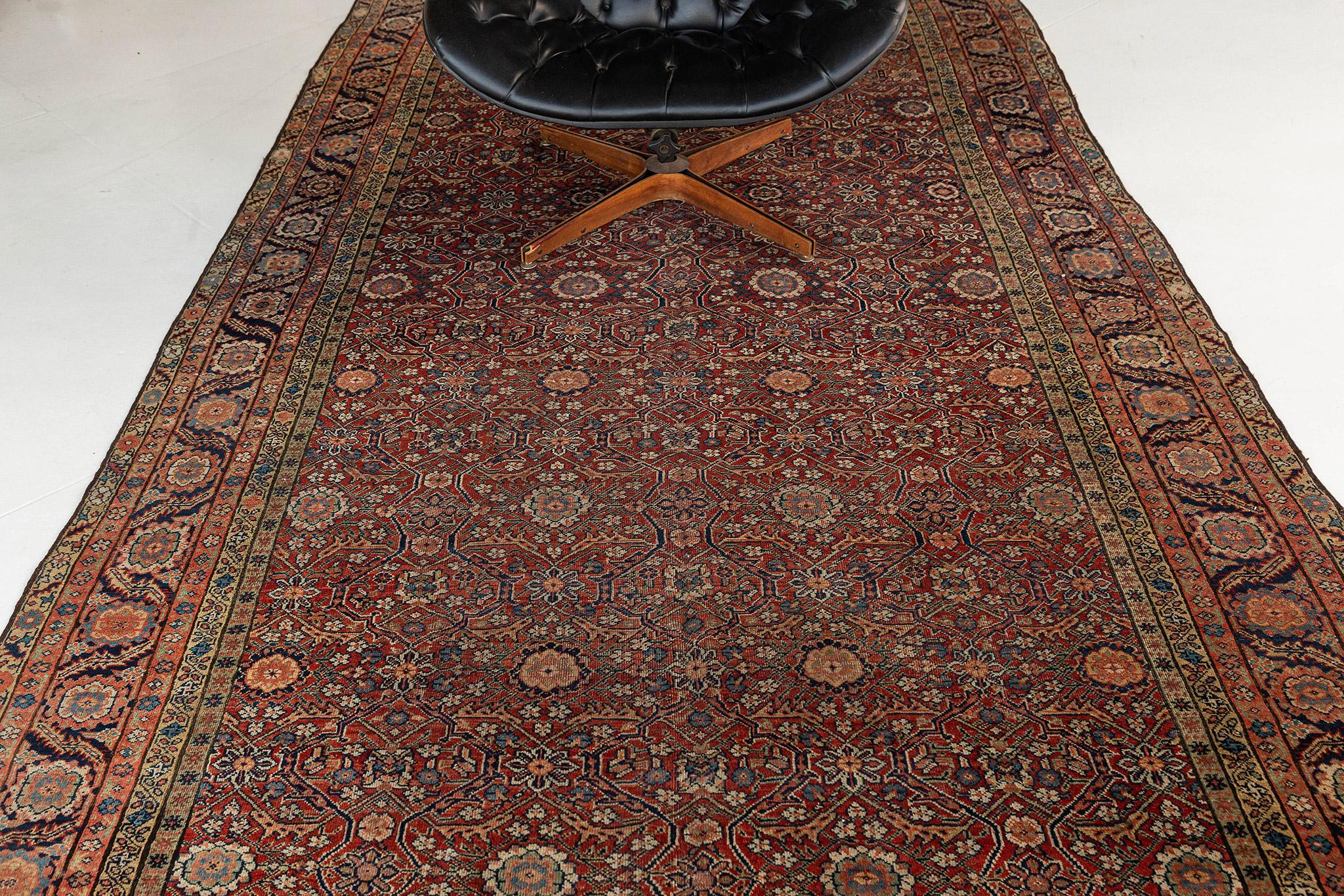 Early 20th Century Antique Persian Mahal Gallery Size Rug For Sale