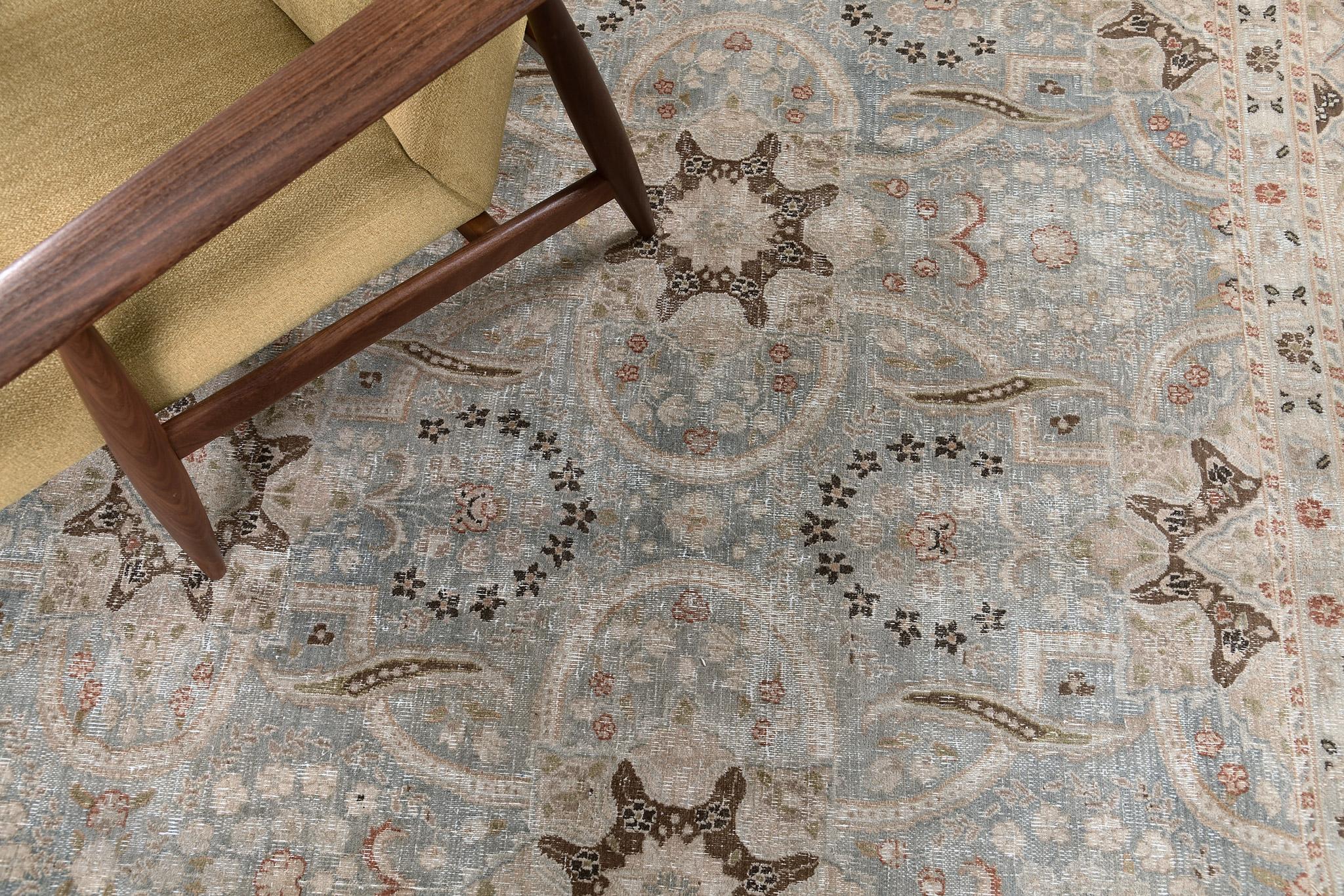Hand-Knotted Mehraban Antique Persian Mashad For Sale
