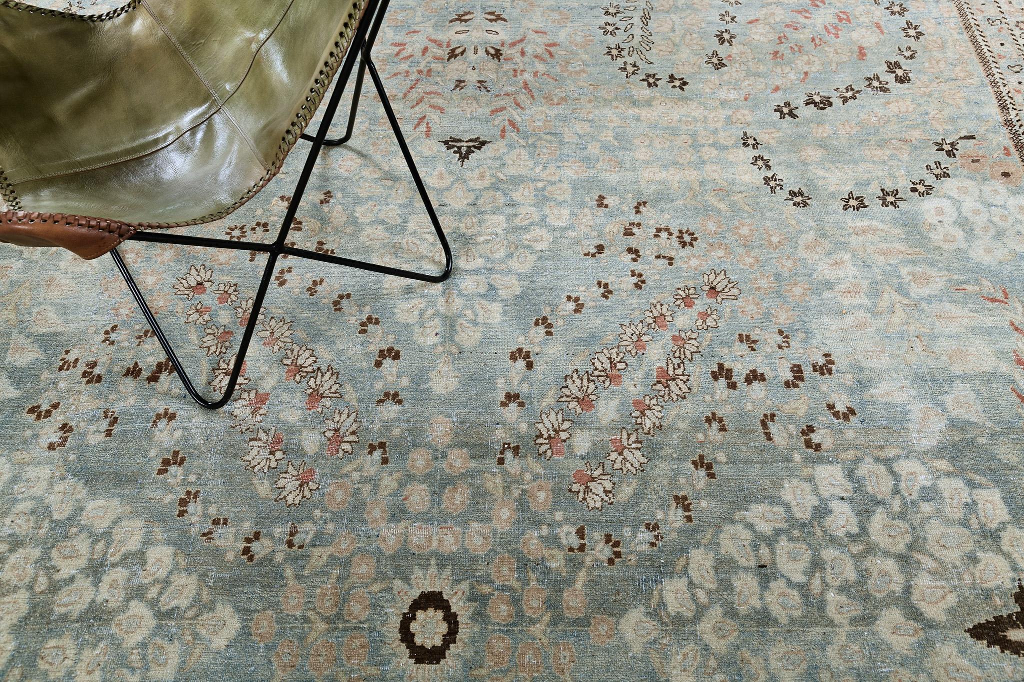 Hand-Knotted Mehraban Antique Persian Mashad For Sale