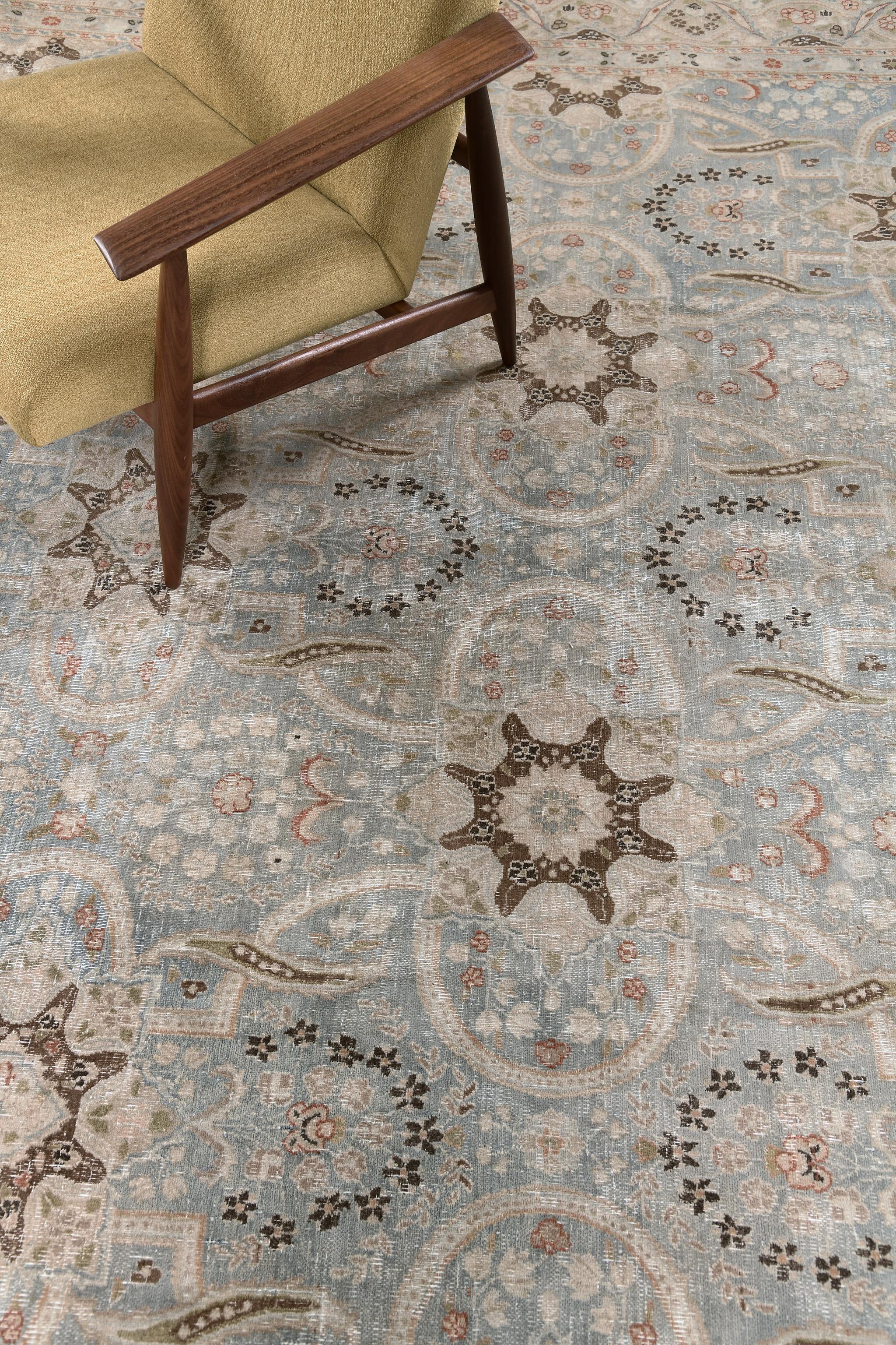 Wool Mehraban Antique Persian Mashad For Sale