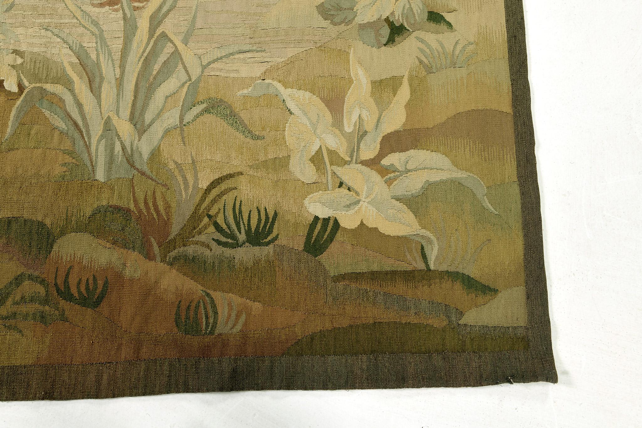 Hand-Knotted Mehraban Antique Vertical French Tapestry