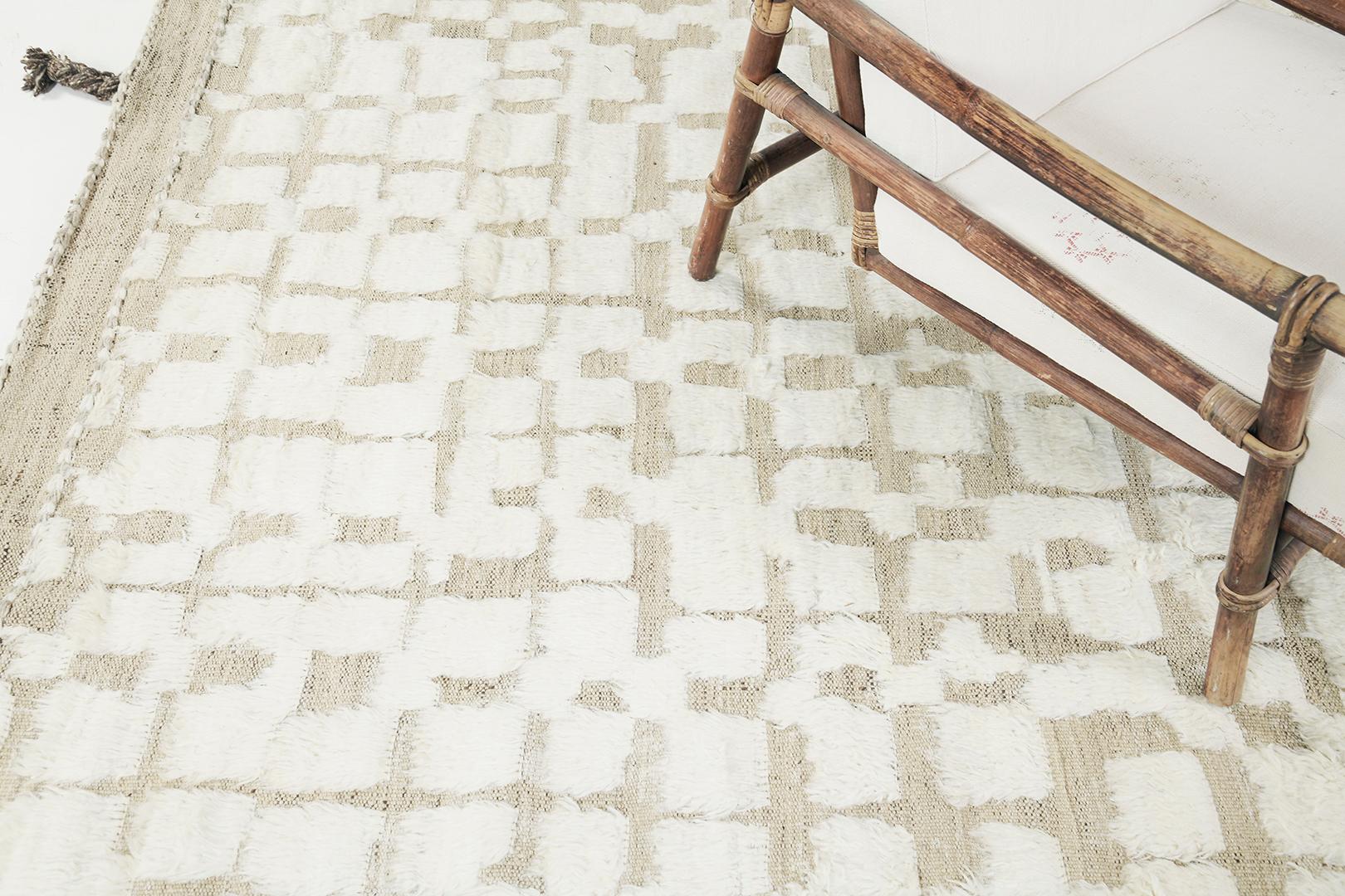 Anzade’ is a breathtaking rug in our Atlas Collection that features a plush gray field that entices the viewer to sink their feet into its embossed ivory pile weave. Accentuated by uneven gray square patterns which makes this rug mesmerizing in all