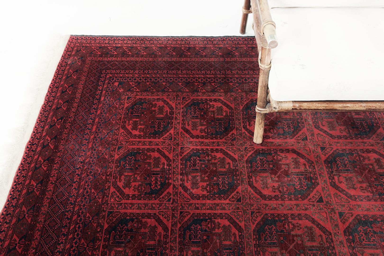 Hand-Knotted Mehraban Bokhara Design Rug For Sale