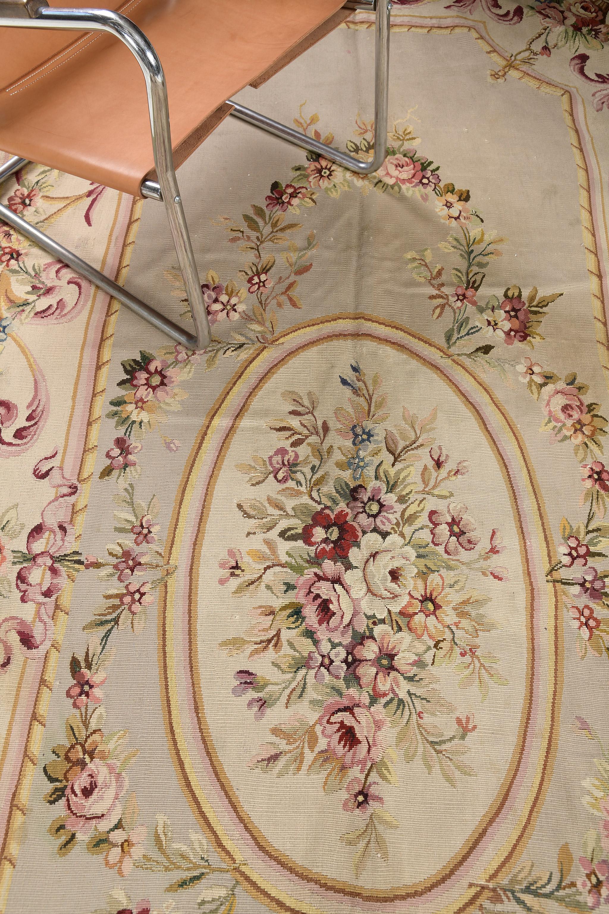 Hand-Knotted Mehraban Chinese Aubusson Flat Weave