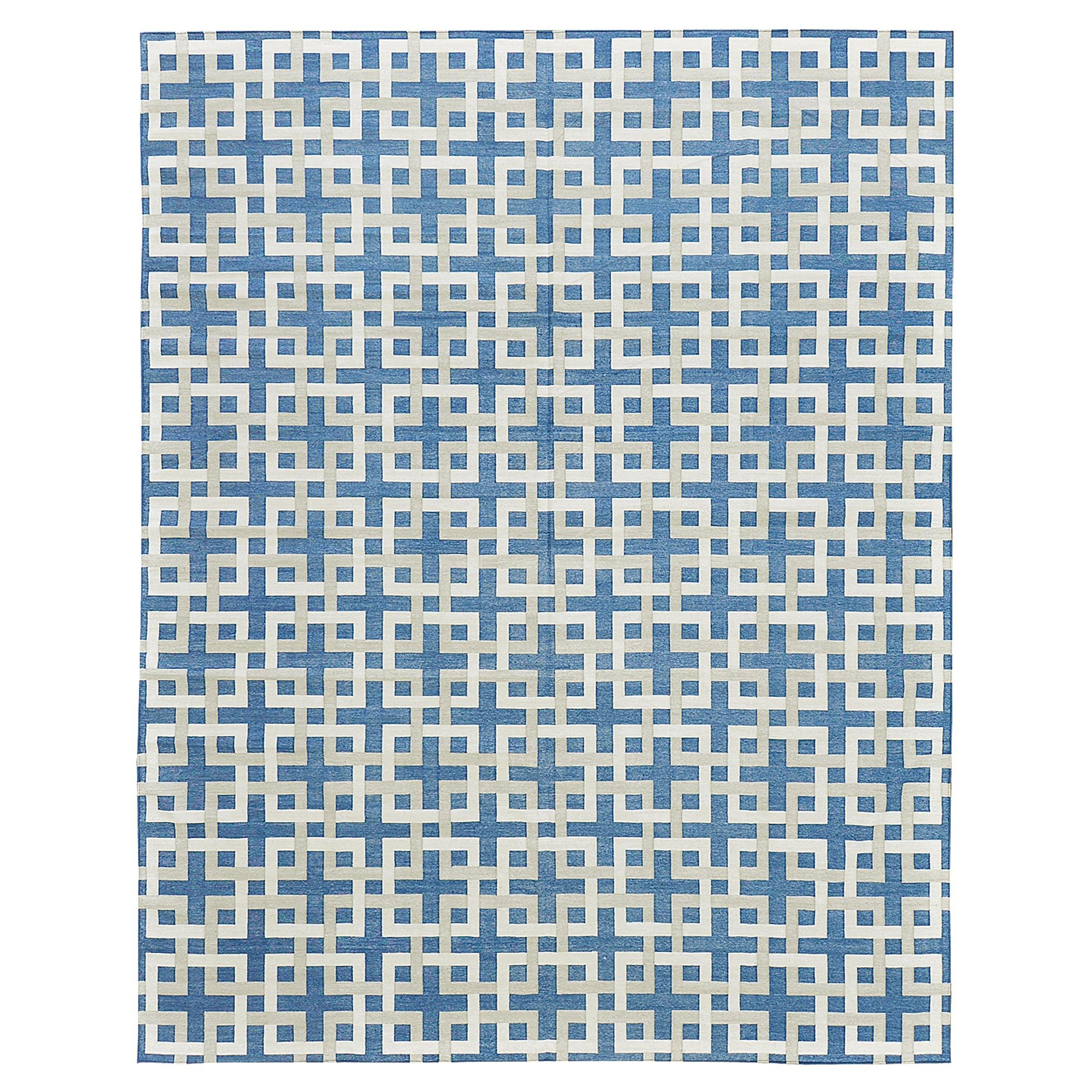 Mehraban Contemporary Flat-Weave Rug Cielo Collection Estera Peacock