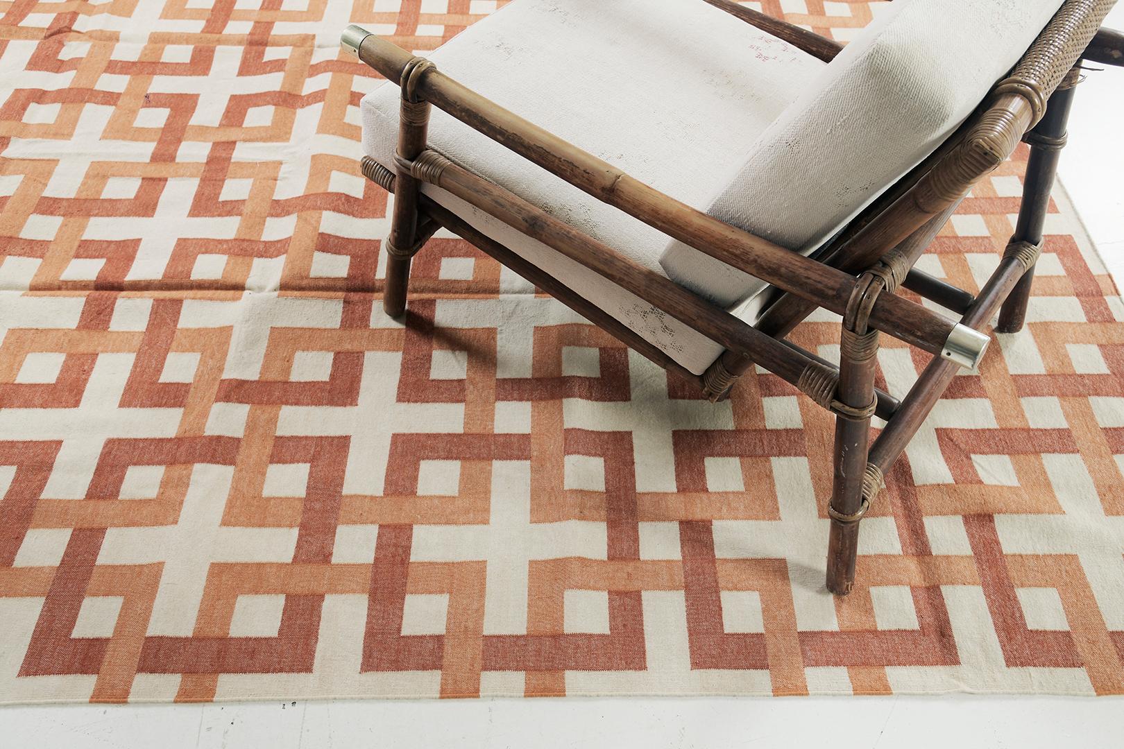 Mehraban Rugs Contemporary Flachgewebeteppich Kollektion Cielo Estera Tangerine im Angebot 1