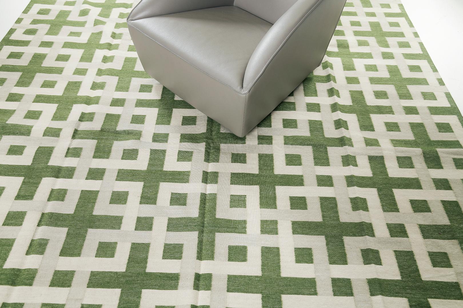 Hand-Knotted Mehraban Contemporary Flat-Weave Rug Cielo Collection For Sale