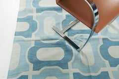 Mehraban Contemporary Flat-Weave Rug Cielo Collection Gems Turquoise