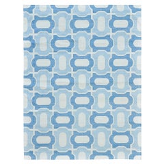 Mehraban Contemporary Flat-Weave Rug Cielo Collection Gems Turquoise