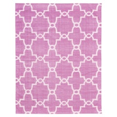 Mehraban Contemporary Flat-Weave Rug Cielo Collection Hojas Fuchsine