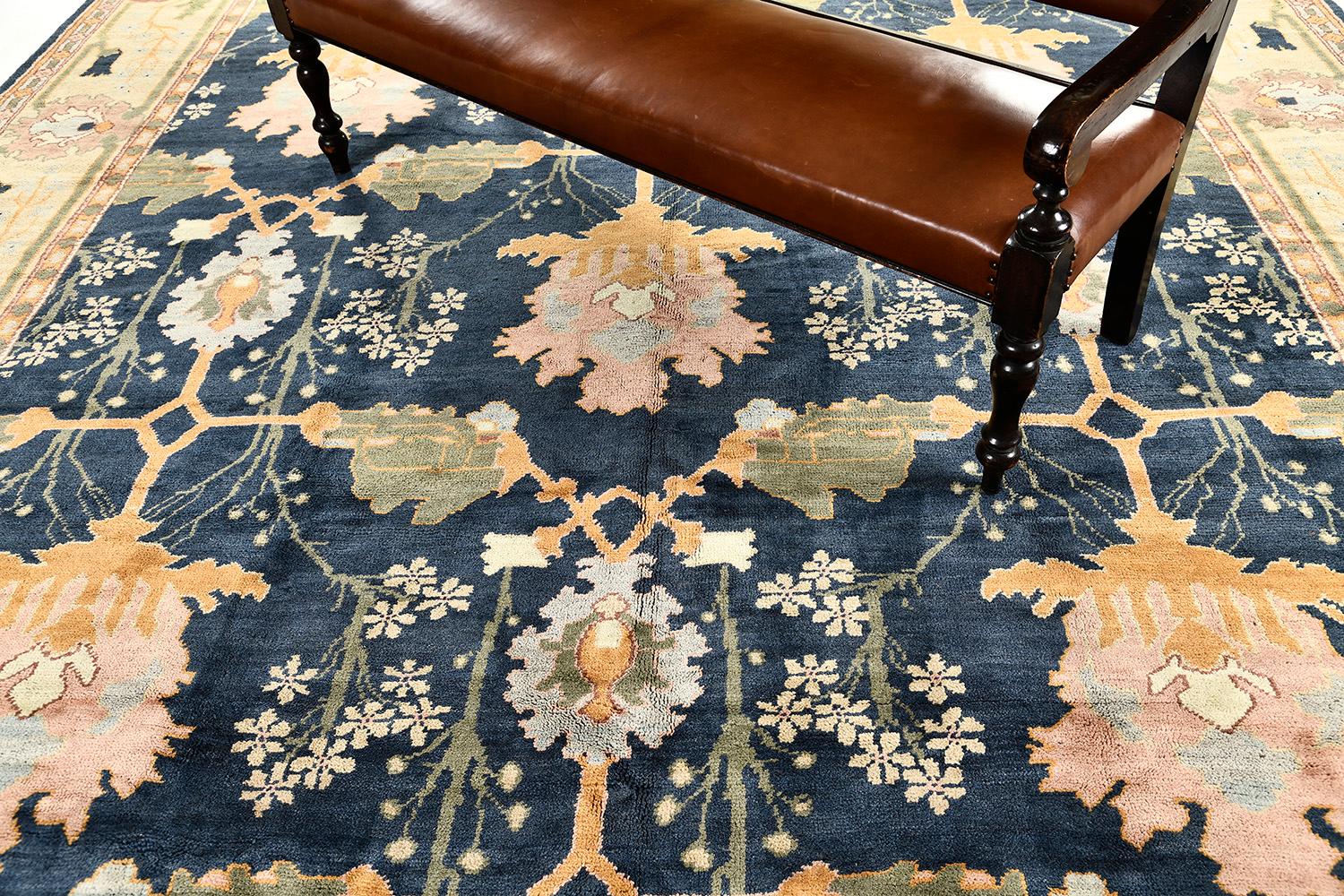 Refurbish your little sanctuary with our recreated Donegal Design rug made out of wool. All the blooming embellishments and elements blend and formed into a stunning panel pattern. Its earthy tone palette added to the individuality and elegance of
