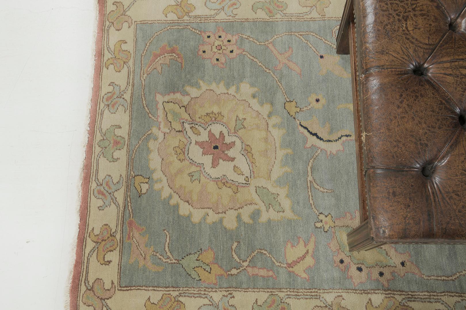 Hand-Knotted Mehraban Egyptian Sultanabad Design Revival Runner For Sale