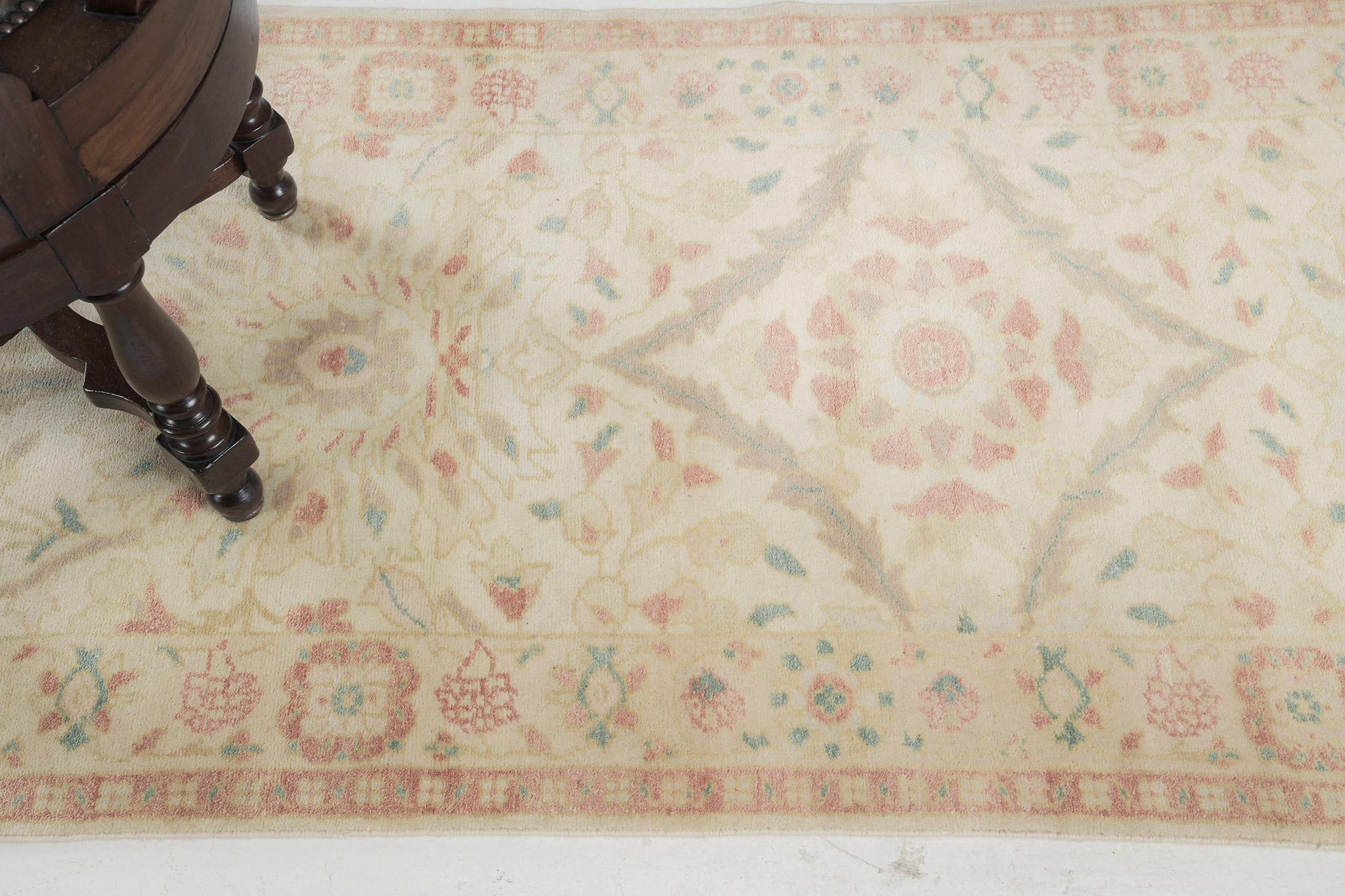 Hand-Knotted Mehraban Egyptian Sultanabad Design Revival Runner For Sale