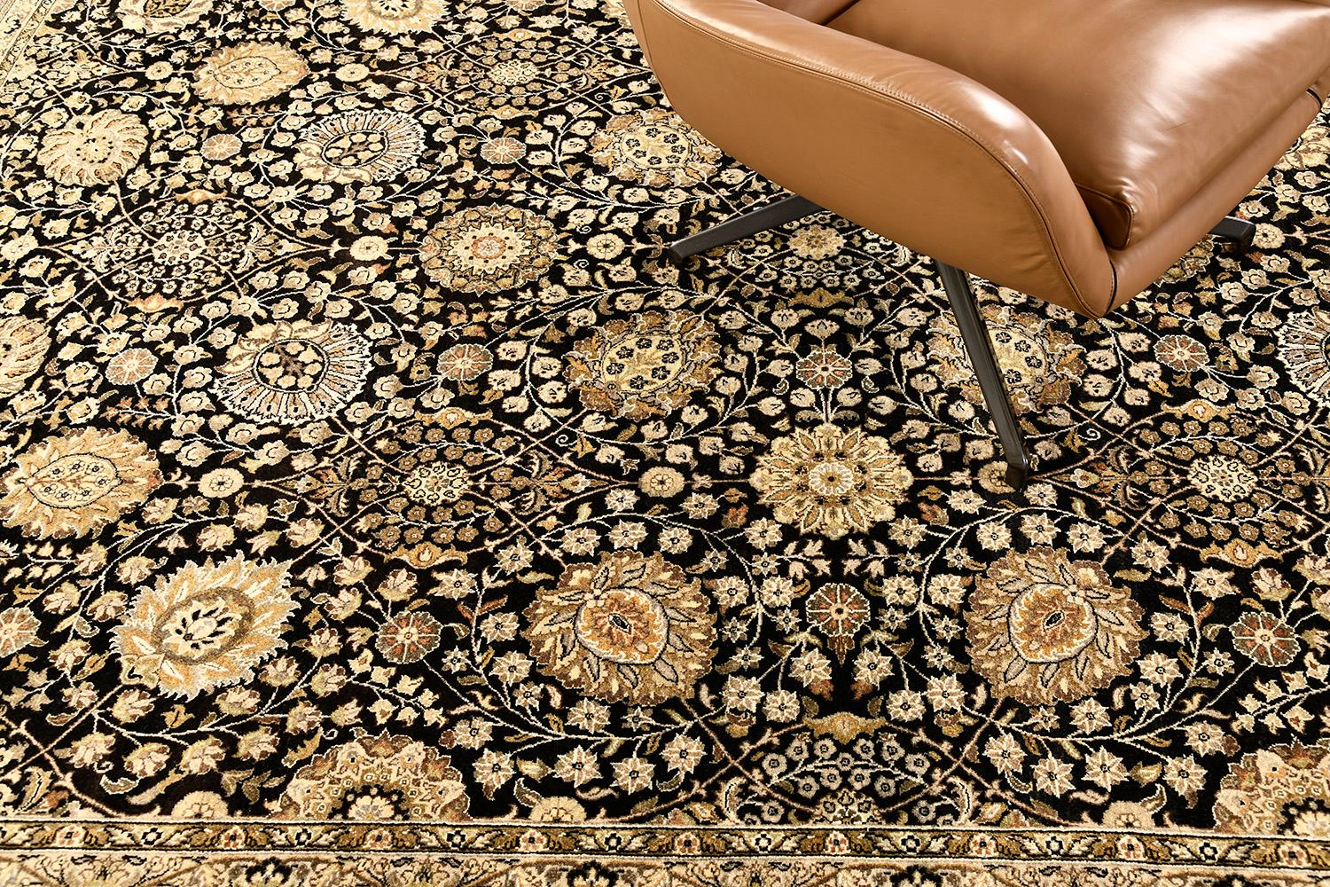 Mehraban Teppich im Allover-Design aus Tabriz mit natürlichem Farbton (Handgeknüpft) im Angebot
