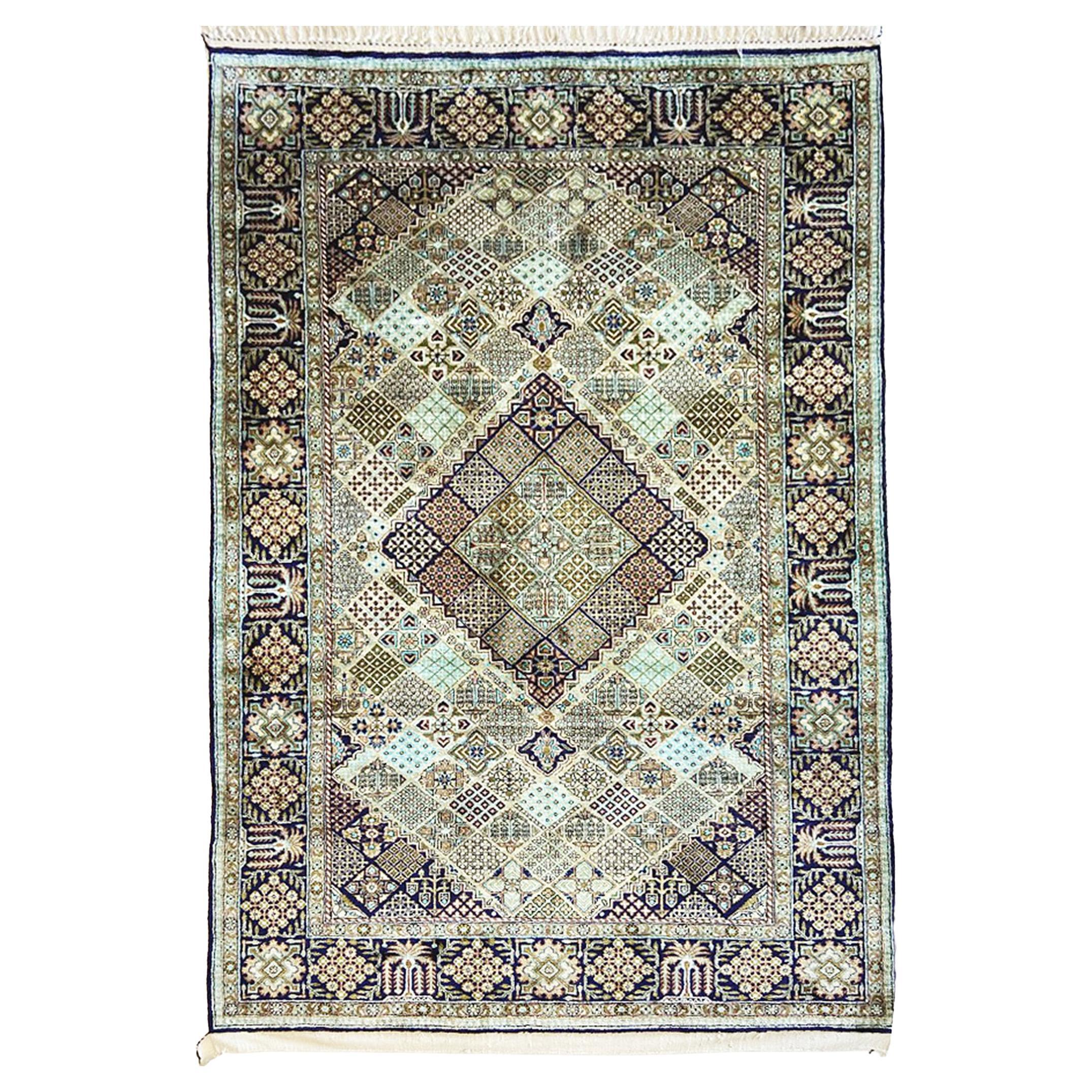 Mehraban Fine Persian Pure Silk Qum Joshegan Design Rug 28406 For Sale