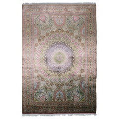 Mehraban Fine Persian Semi Antique Pure Silk Tabriz