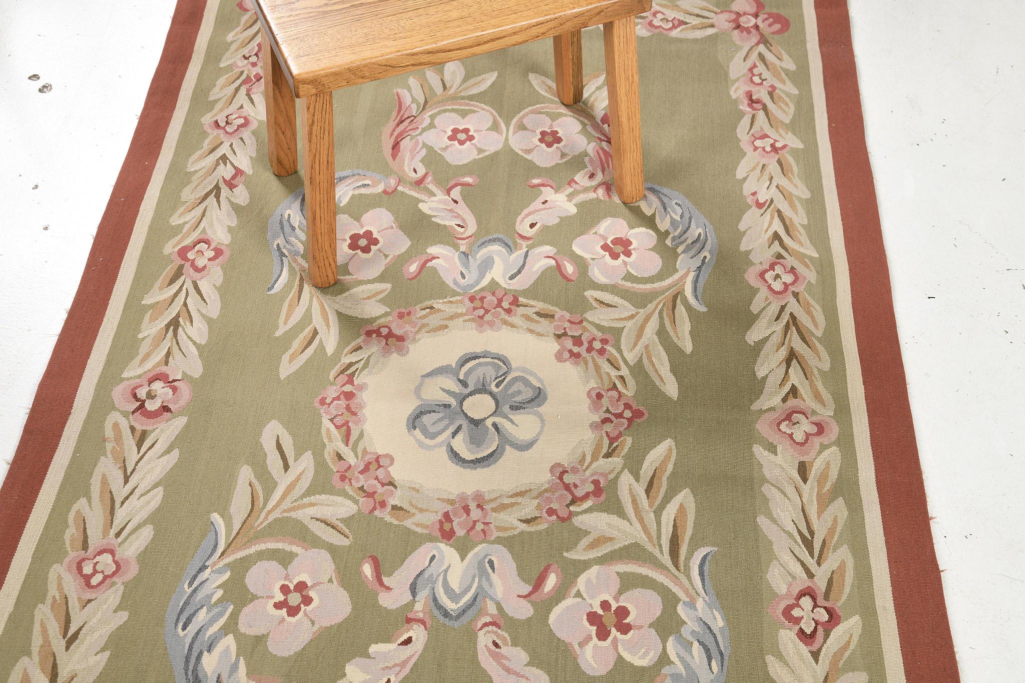 Hand-Knotted Mehraban French Aubusson Rug For Sale