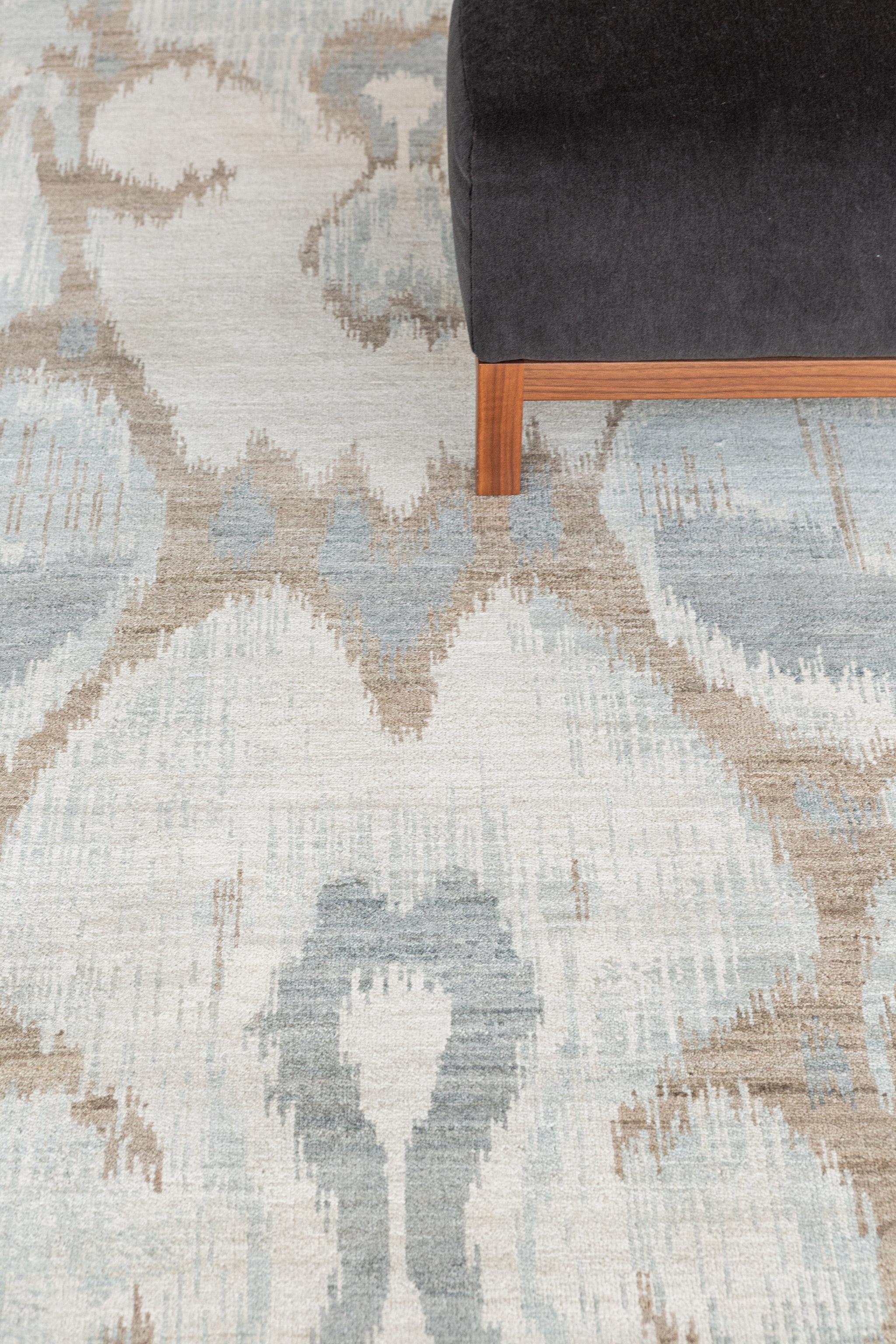 Hand-Knotted Mehraban Ikat Design Rug Berja For Sale