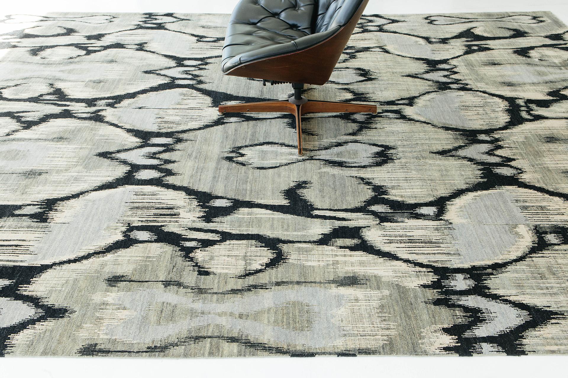 Wool Mehraban Ikat Design Rug Berja For Sale