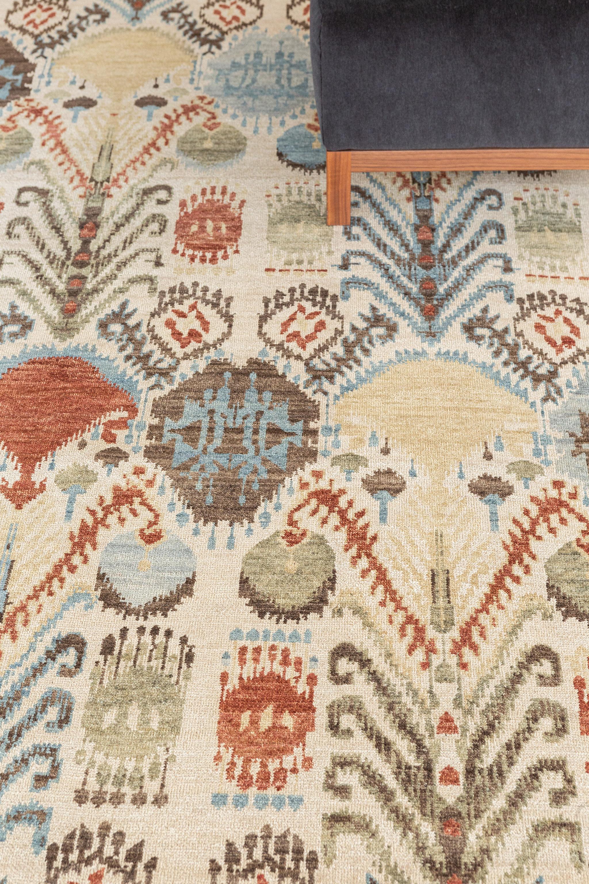 XXIe siècle et contemporain Mehraban Ikat Design - Tapis Ferghana en vente