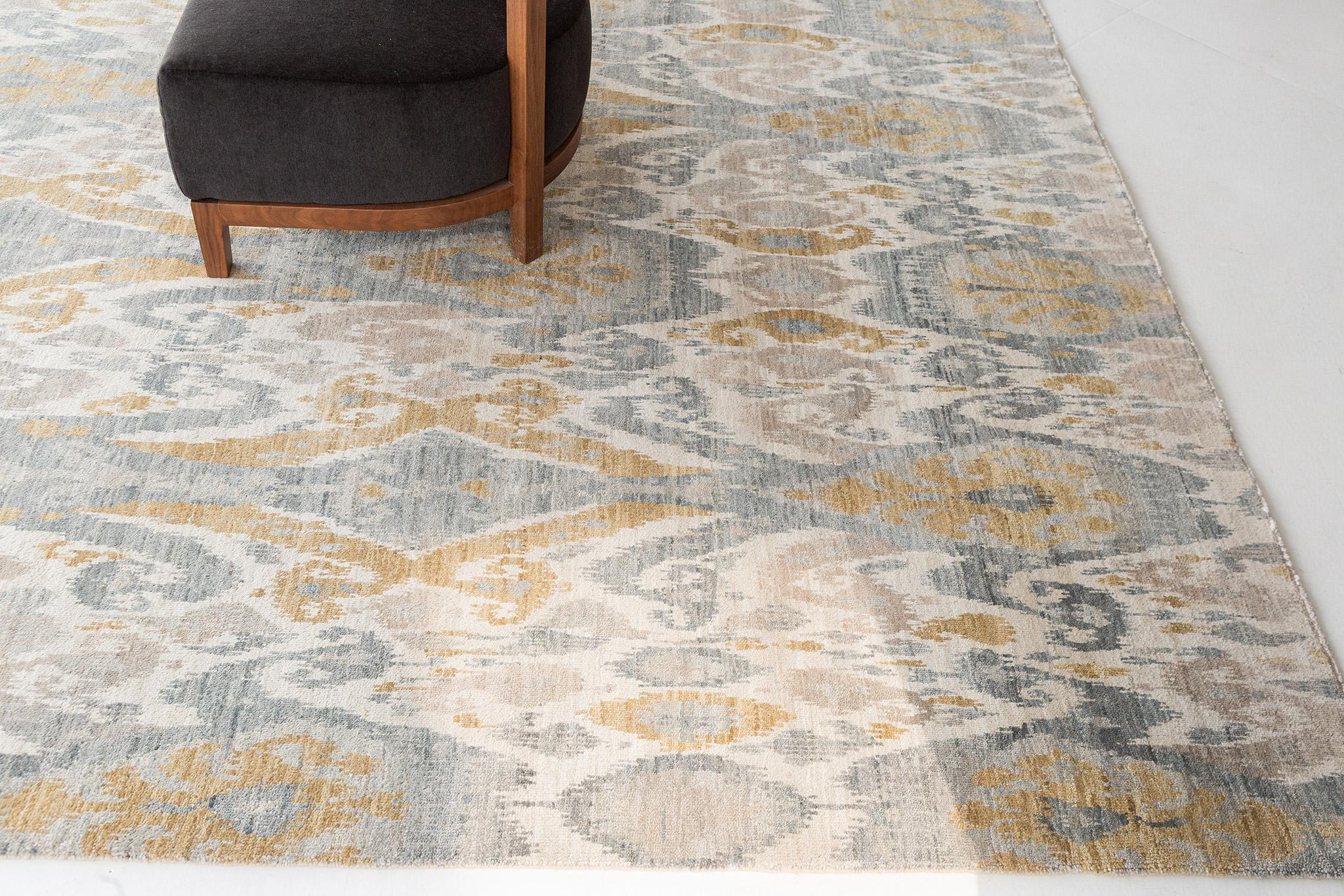 Mehraban Ikat Design-Teppich Tiraz (Indisch) im Angebot