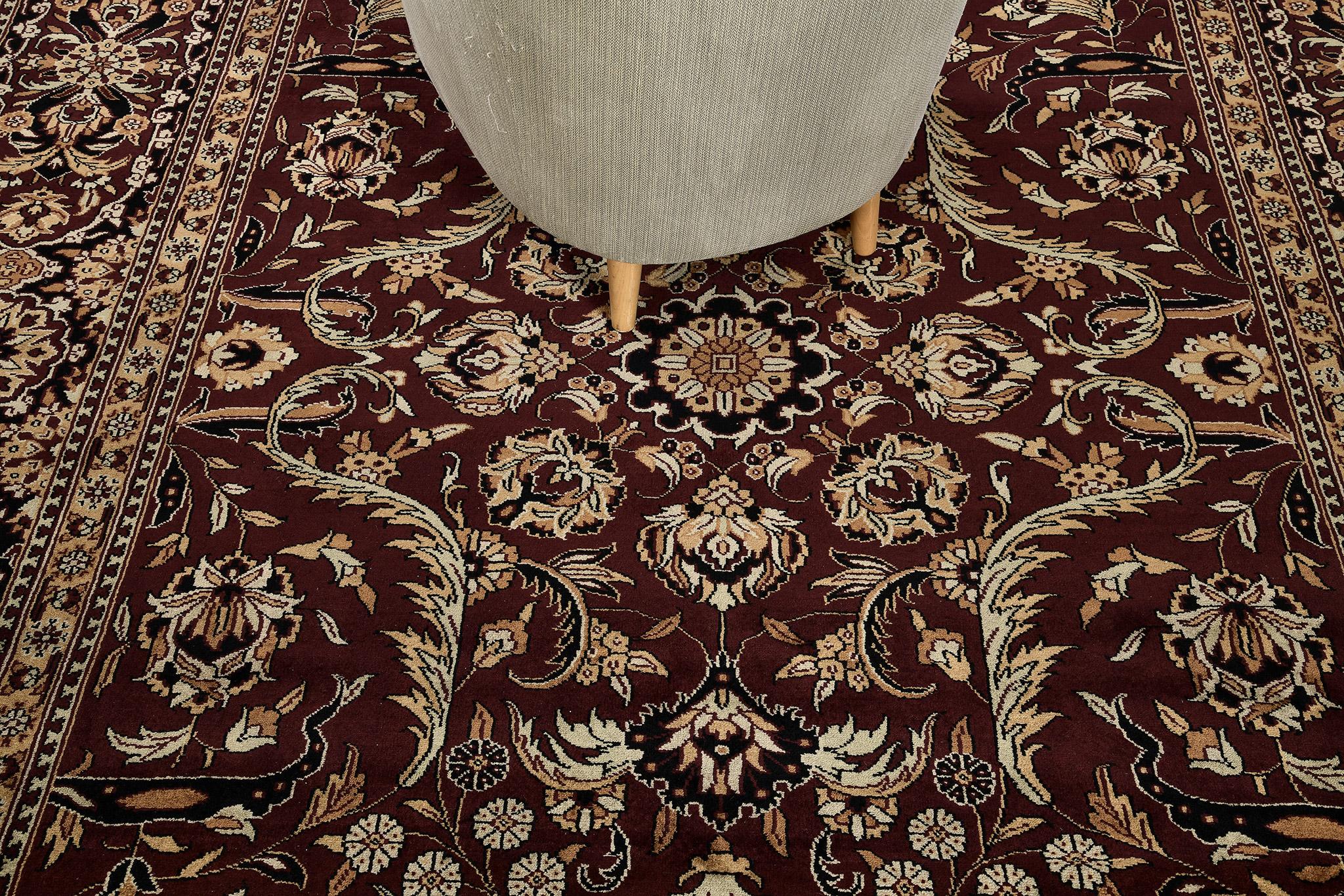 Hand-Knotted Mehraban Indo Jaipur Agra Rug For Sale