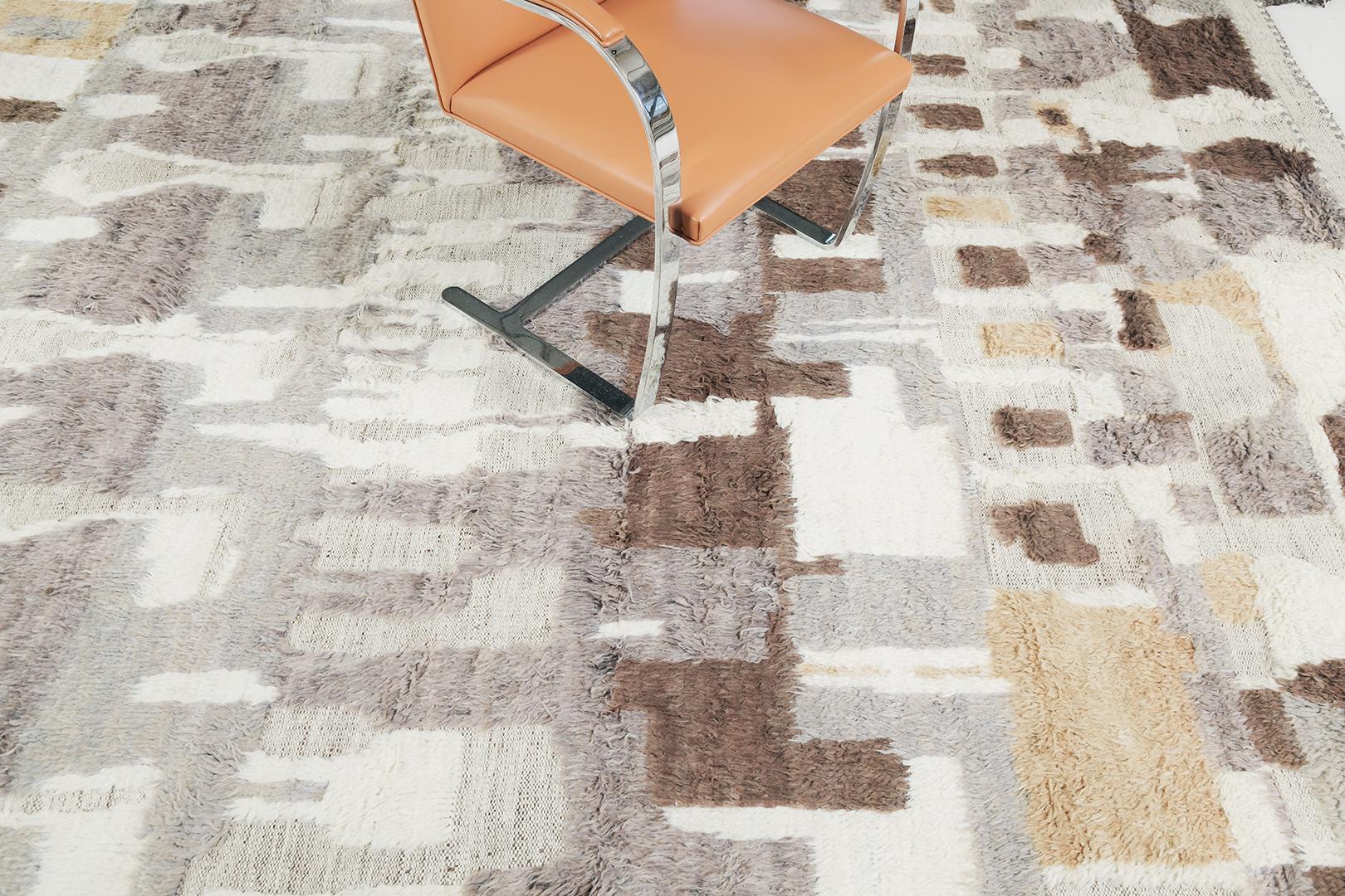 Lunja’ is inspired by Moroccan motif that has depth and meaning on each and every detail incorporated on this mesmerizing rug. Rendered in the most soothing earth tones of ivory, khaki, umber brown and gray, this wonderful rug will definitely