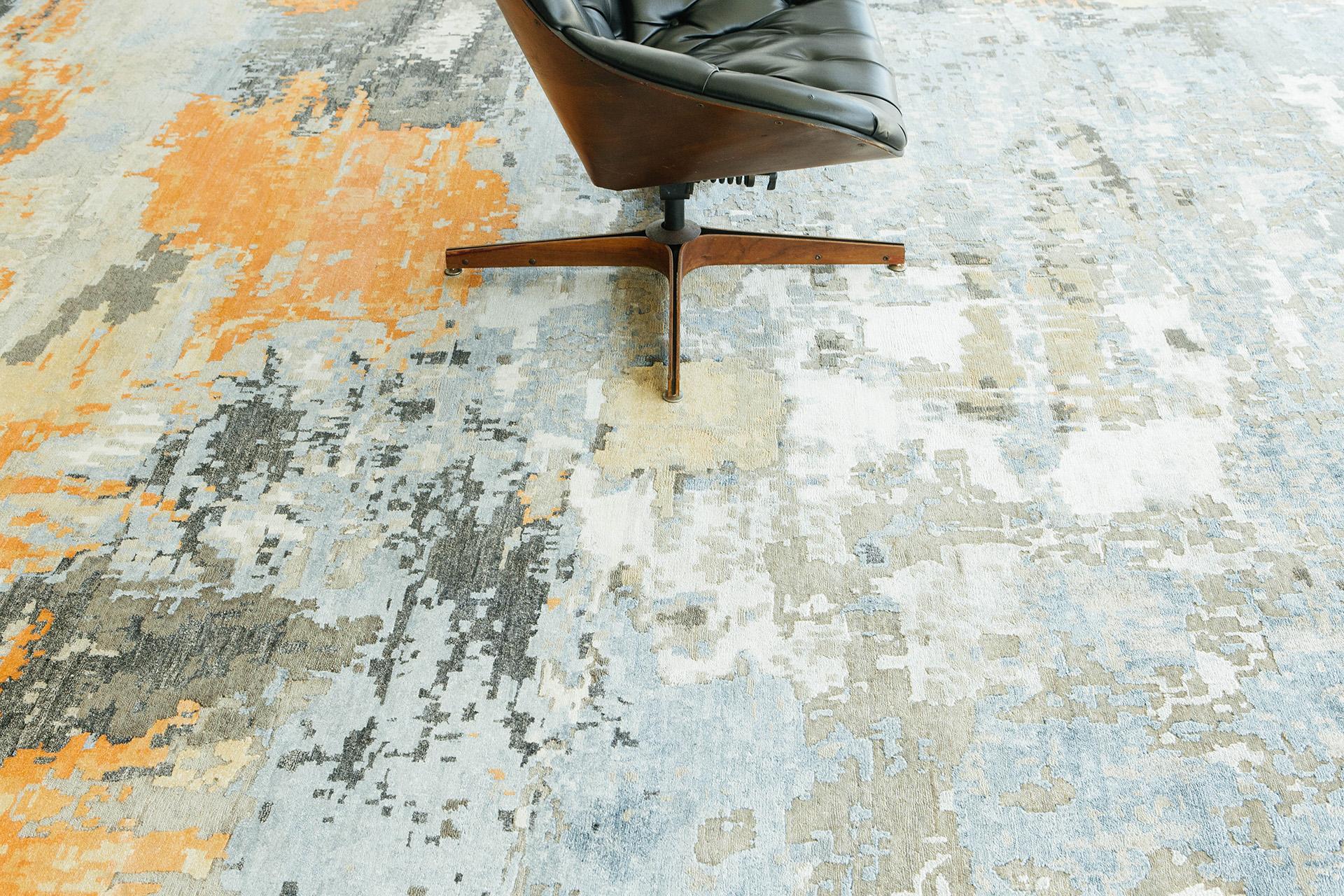 XXI secolo e contemporaneo Mehraban Rugs dal design moderno in seta di bambù in rilievo FR1315 in vendita