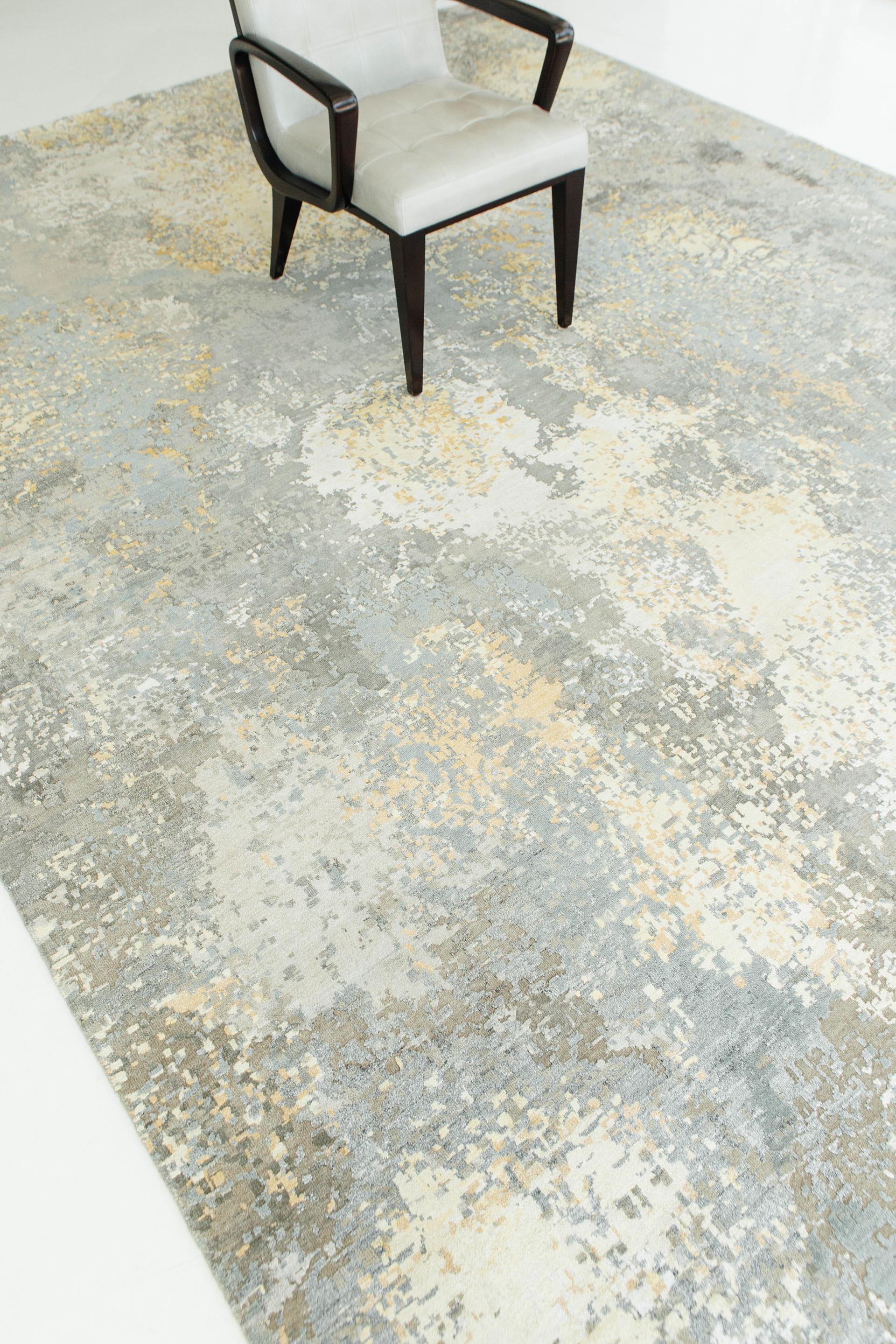 Contemporary Mehraban Modern Design Bamboo Silk Embossed Rug Mars For Sale