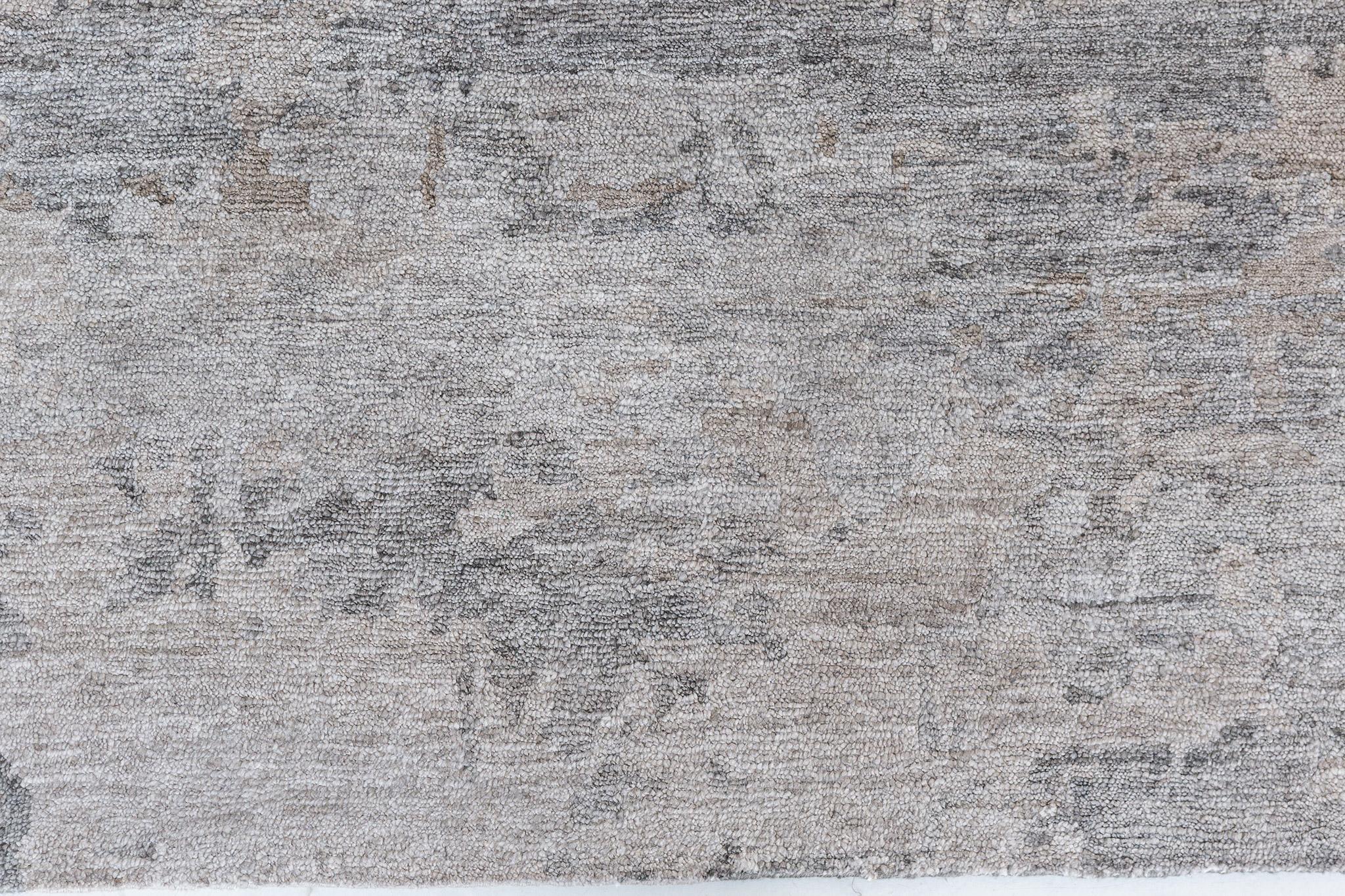 Annodato a mano Mehraban Rugs, Tappeto in seta di bambù dal design moderno A2007 in vendita