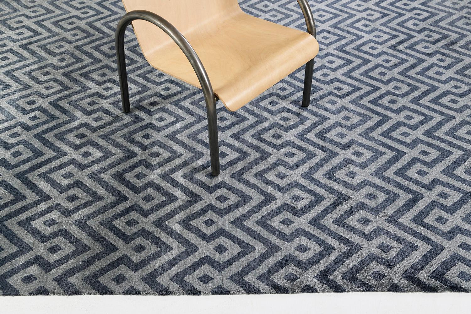 XXI secolo e contemporaneo Mehraban Rugs, Tappeto di seta di bambù dal design moderno Devi in vendita