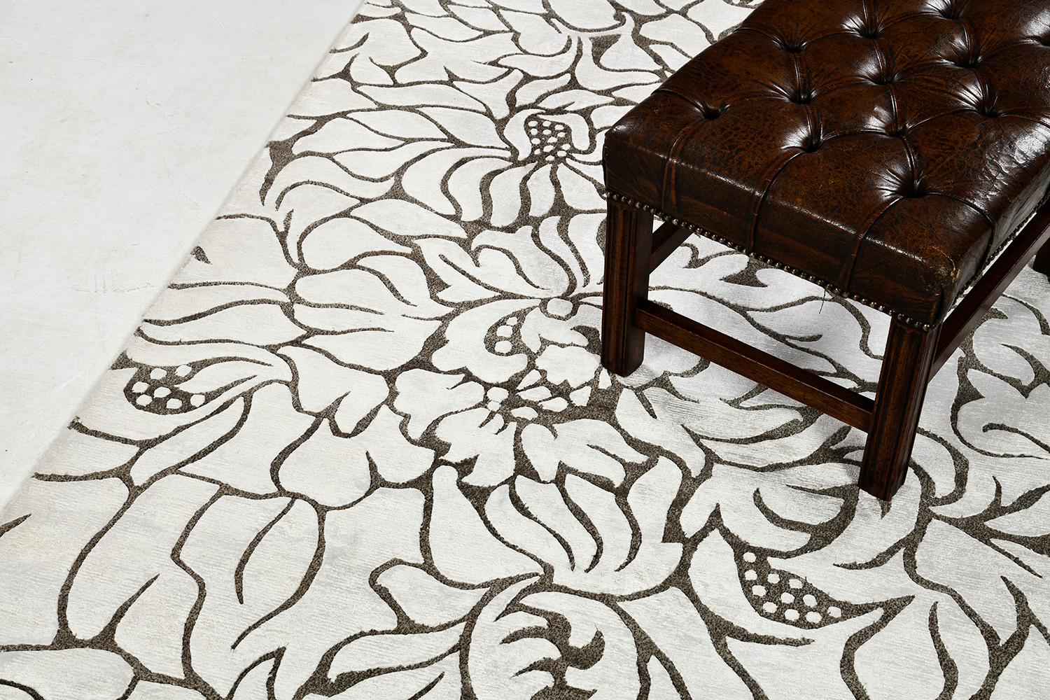 Mehraban Alfombra de seda de bambú de diseño moderno Jardin Indio en venta