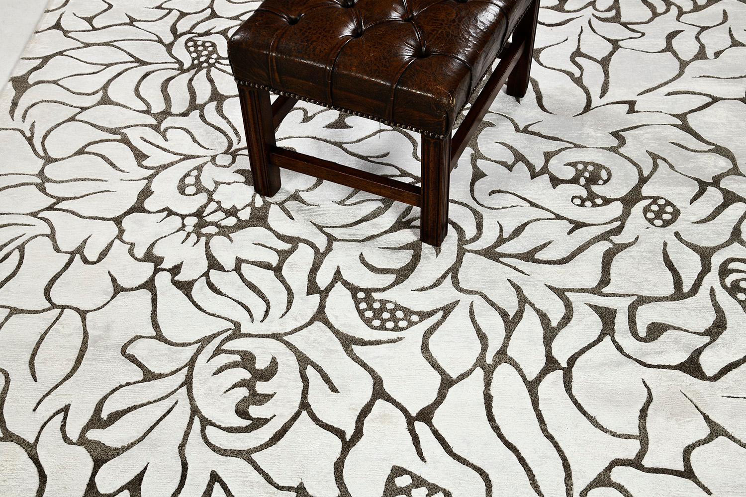 Mehraban Alfombra de seda de bambú de diseño moderno Jardin En relieve en venta