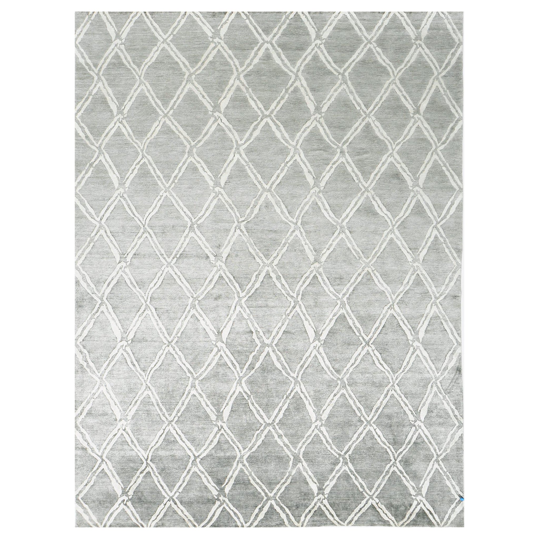 Mehraban - Tapis en soie de bambou embossé « Palisade » au design moderne
