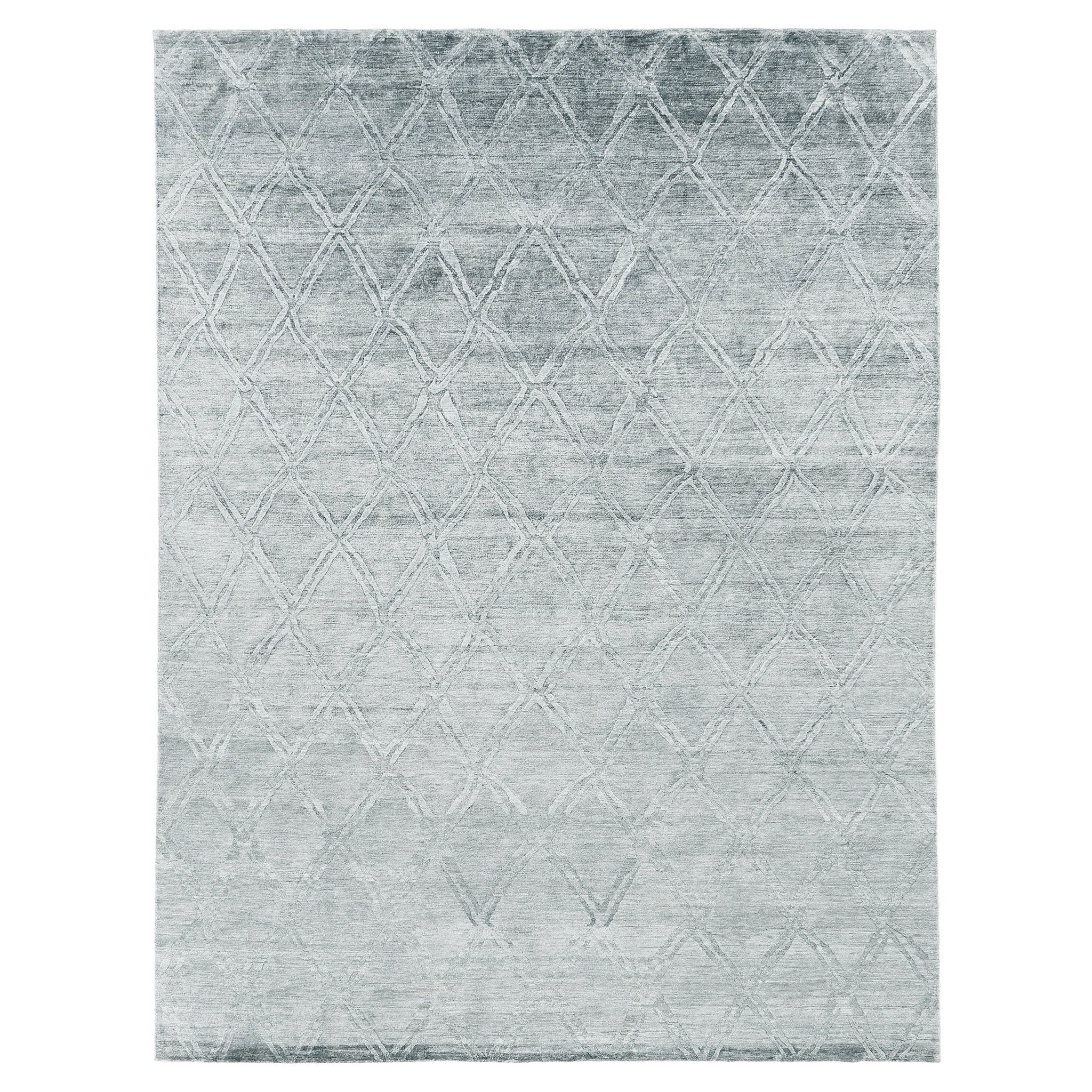Mehraban - Tapis en soie de bambou embossé « Palisade » au design moderne
