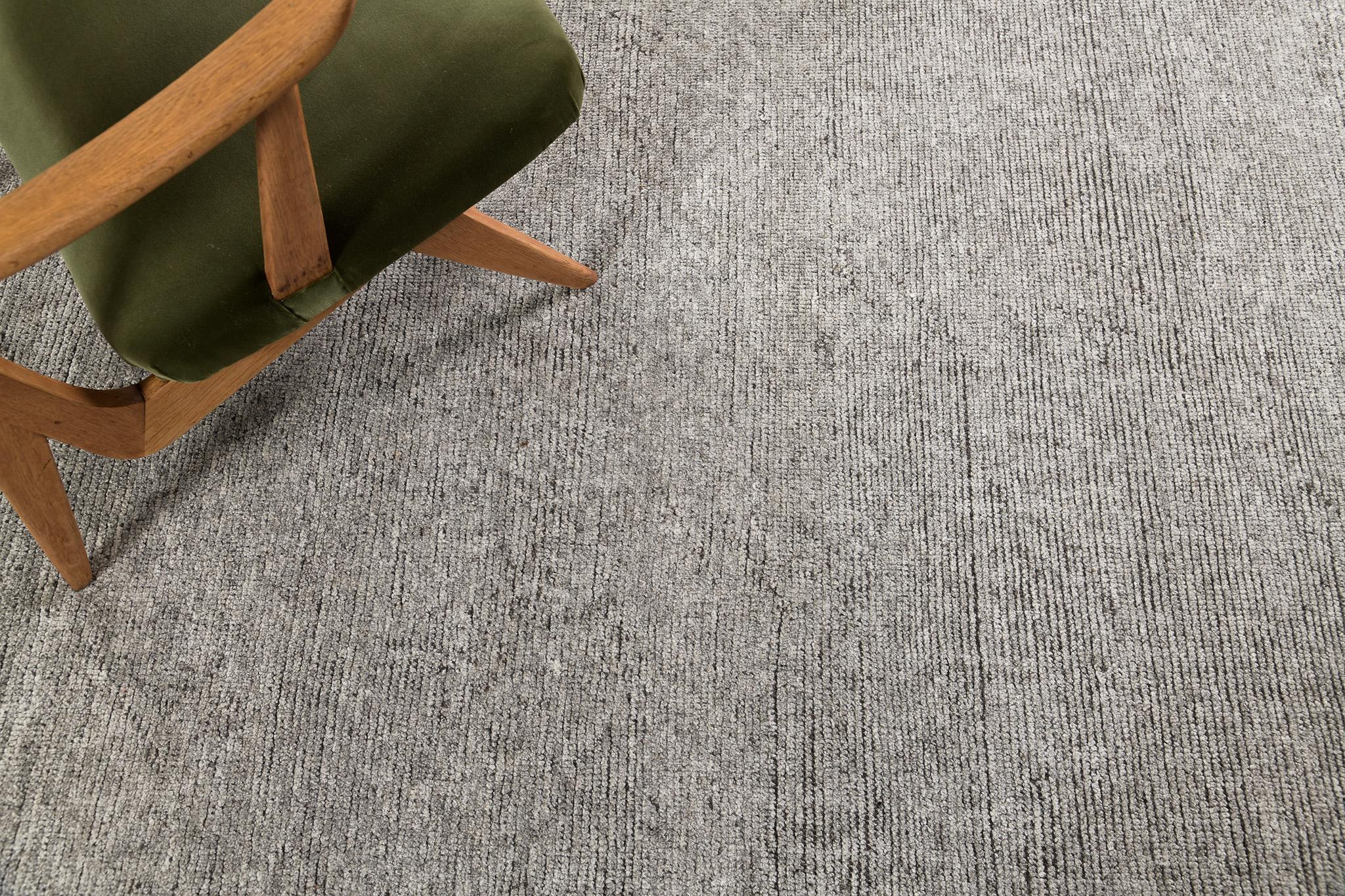 Mehraban Moderner gerippter Teppich aus Bambus, Seide und Wolle Vita im Angebot 1