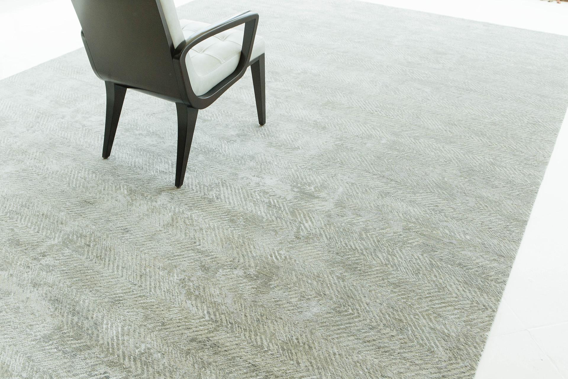 Mehraban Modern Design Mezzo Kollektion Teppich aus Wolle und Seide mit Prägung ESK470 (Asiatisch) im Angebot