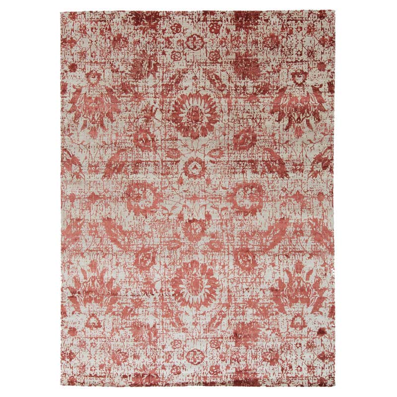 Mehraban Modern Design Mezzo Collection Wool and Silk Embossed Rug ...