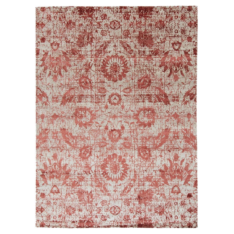 Mehraban Modern Design Mezzo Collection Wool and Silk Embossed Rug