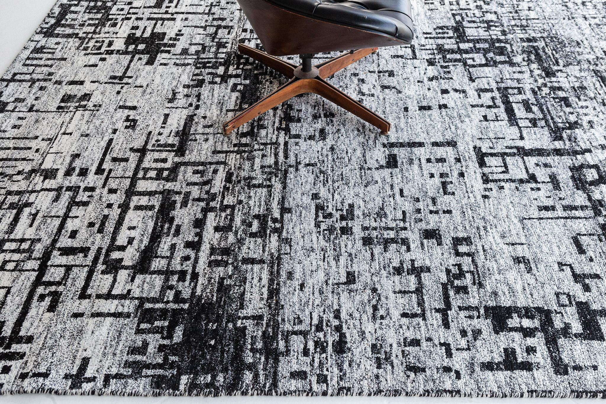 Echo is a bamboo silk rug in a vertical and horizontal stroke pattern over a modest jet and white. A contemporary and minimalist interior is a match for your modern room spaces. A centerpiece that will amaze your guests.

Rug