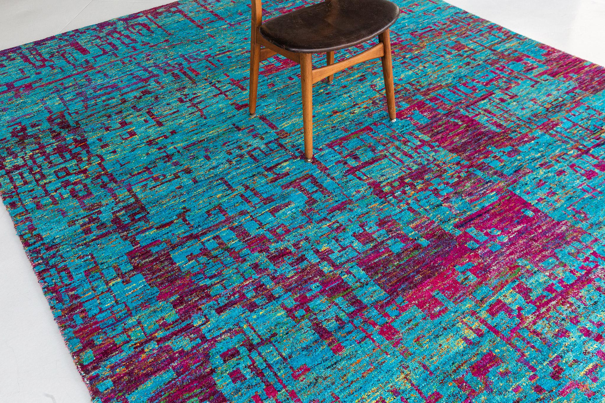 Indiano Mehraban Rugs di seta dal design moderno Echo in vendita