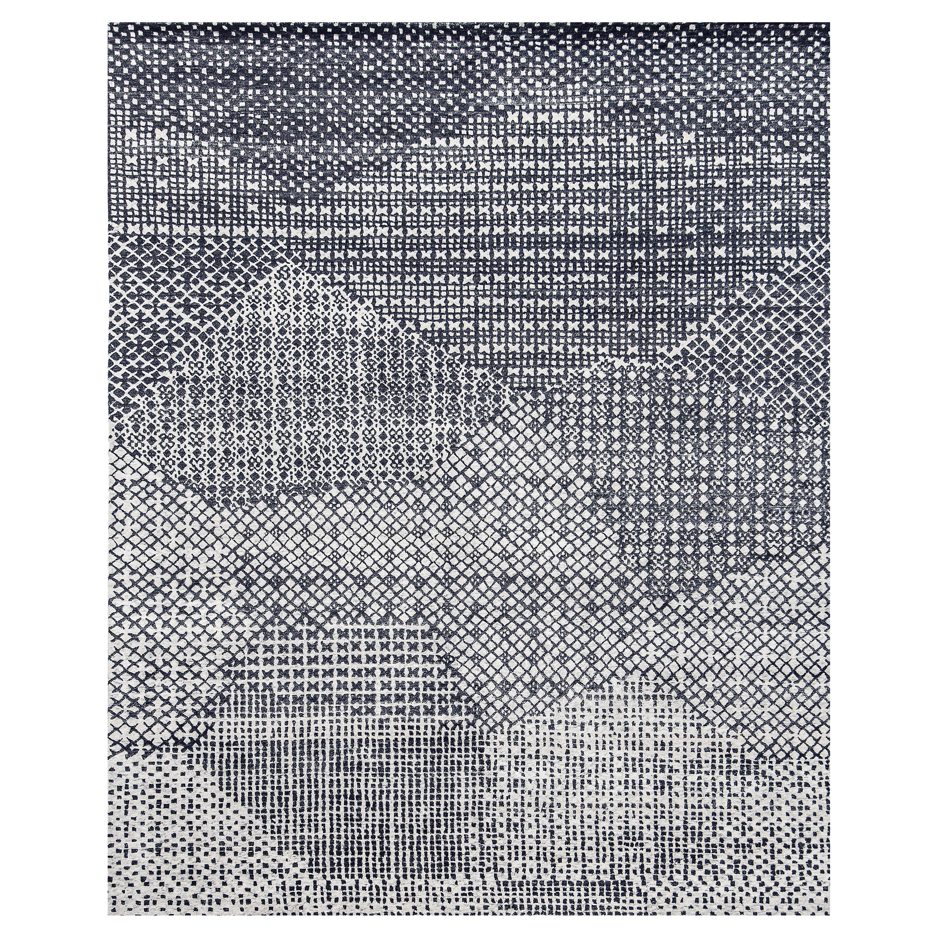 Mehraban Modern Design Wool & Bamboo Silk Rug 10092A For Sale