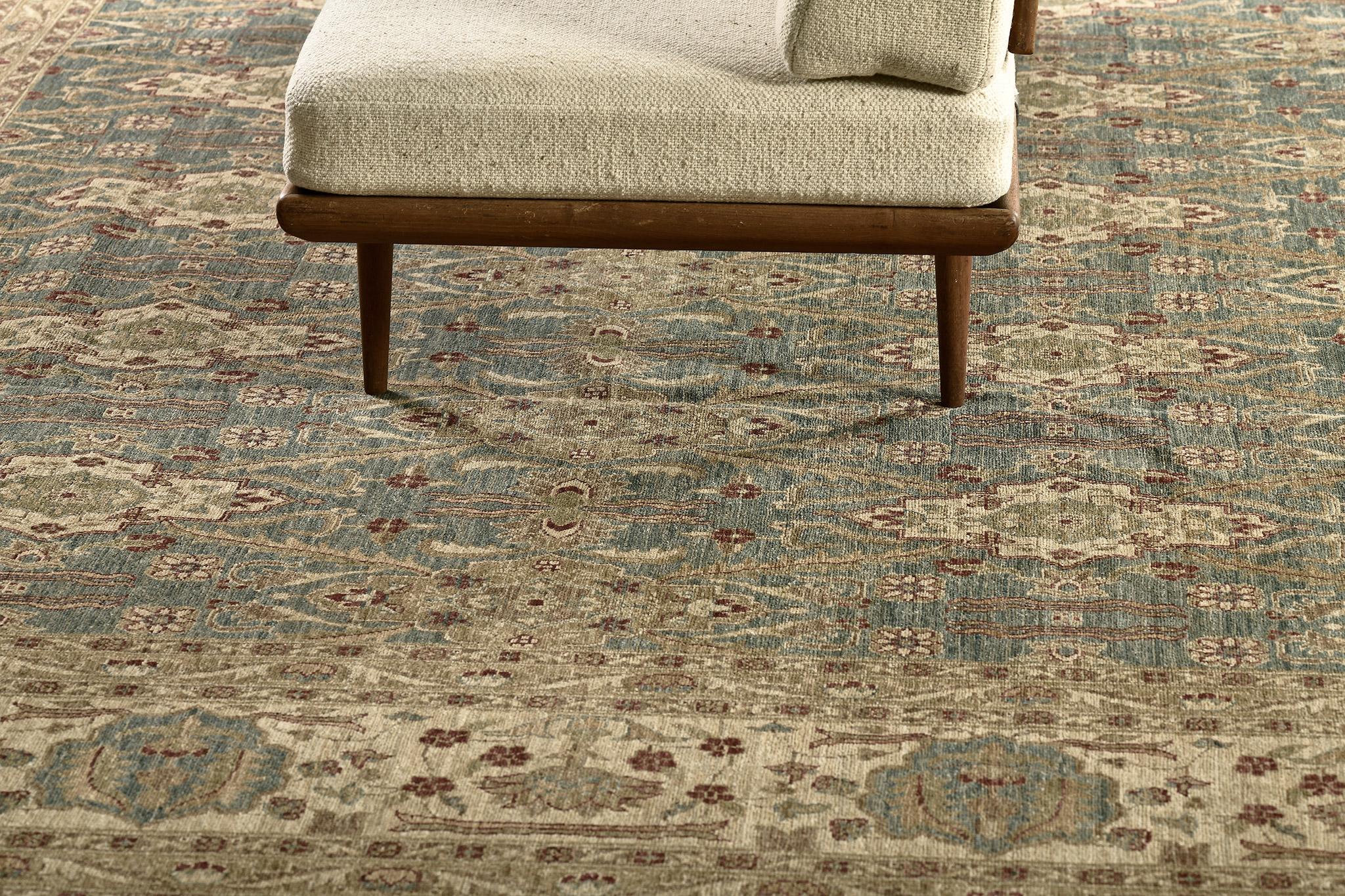 Get captivated by this Agra Rug that features an earthy-toned design that complements the motifs. Series of symmetrically leafy scrolls and tendrils, florets, and medallions are featured. Perfect for your traditional home interior that matches your