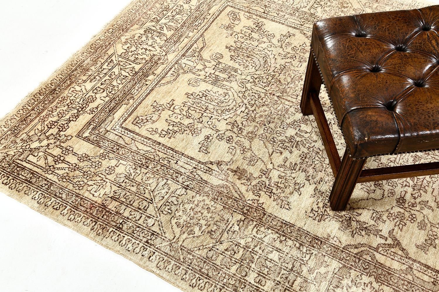 Mehraban Alfombra de diseño Agra de tinte natural Pakistaní en venta