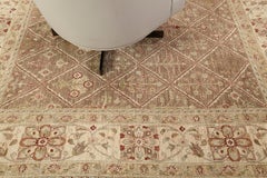 Mehraban Allover Mahal Revival Quadratischer Teppich mit Naturfarben
