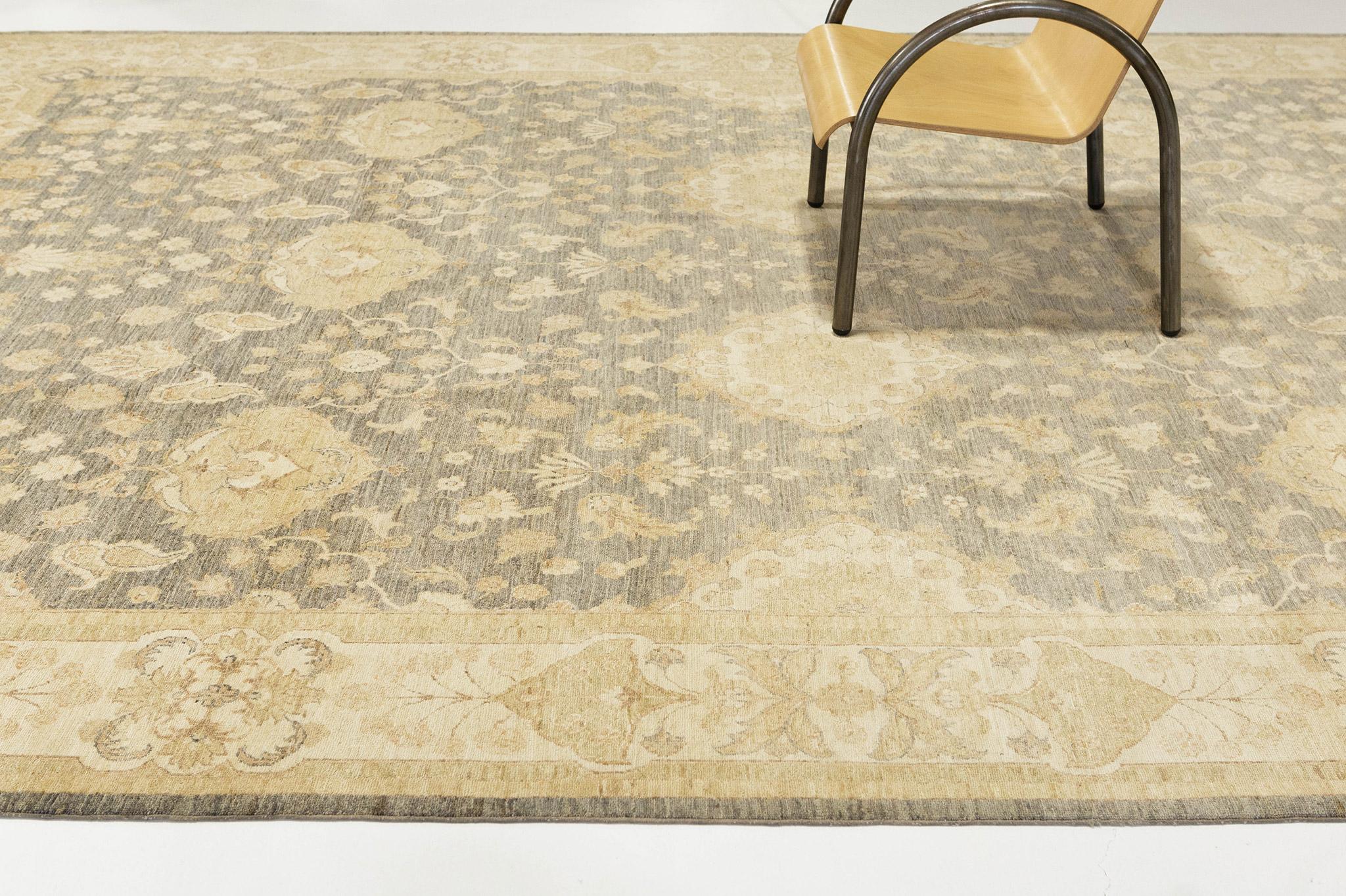 Hand-Knotted Mehraban Natural Dye Amritsar Design Rug Bliss Collection D5544 For Sale
