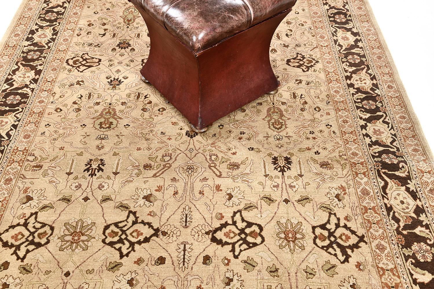 This promising Bidjar Rug adds an edge to your interior. An ageless creation that a floral design is incorporated with stunning borders filled with motifs. Outlined in floral ornaments are adorned in this beautiful recreation. The motif borders are